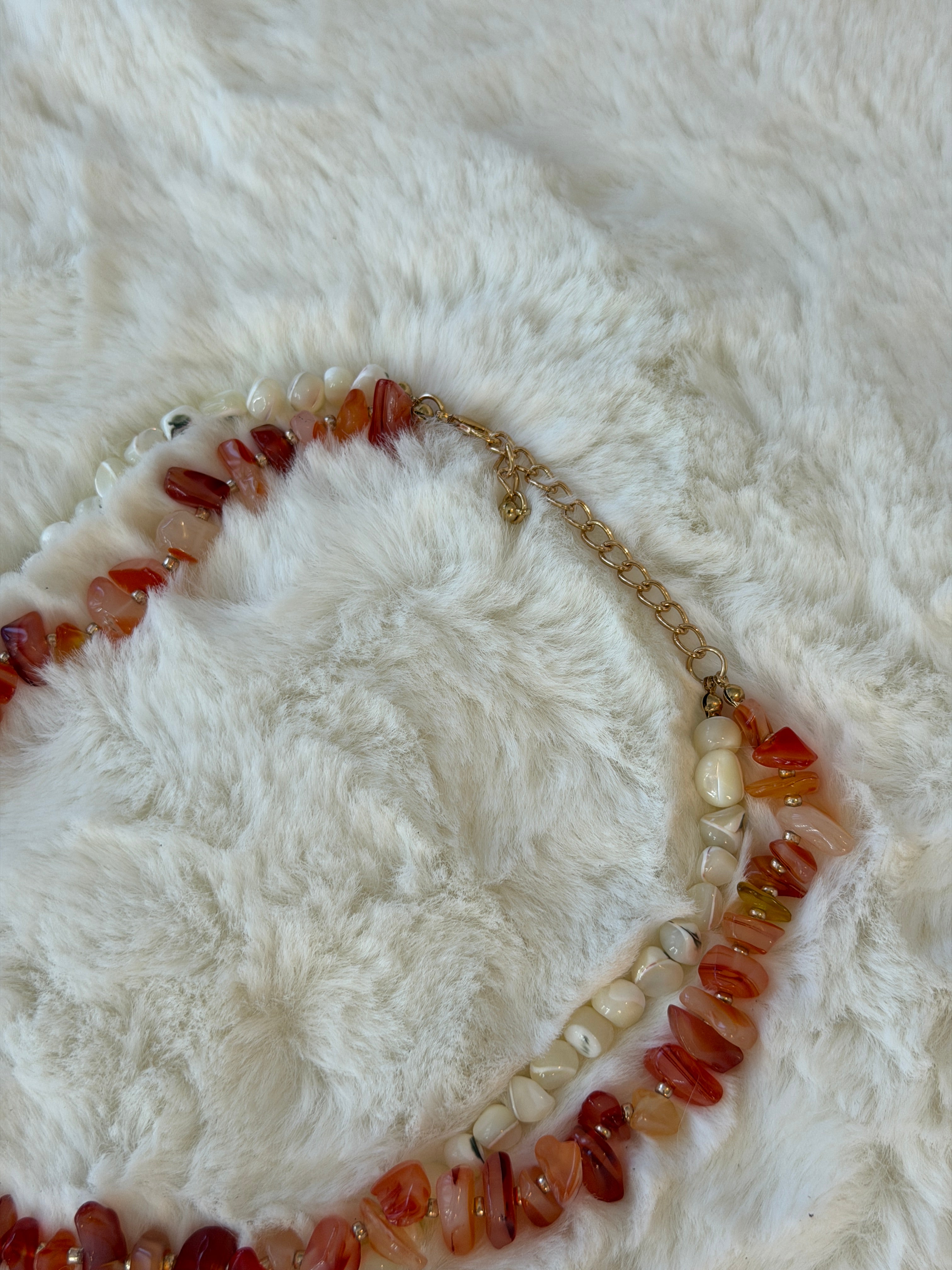 Collier corail charms coquillages