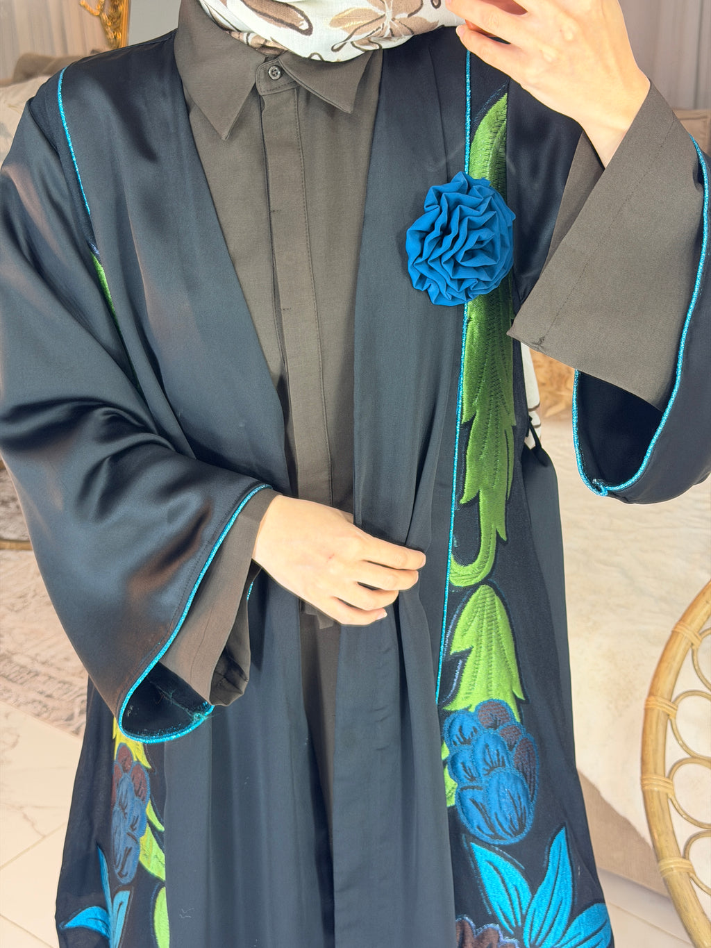 Abaya broderie florale