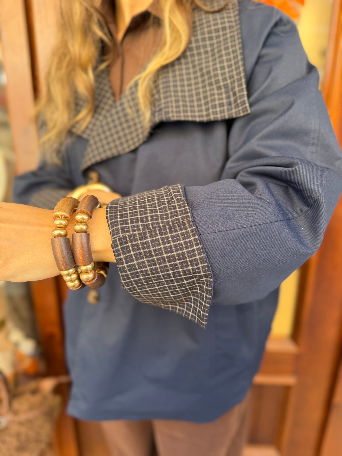 Trench-coat à carreaux reversible double face