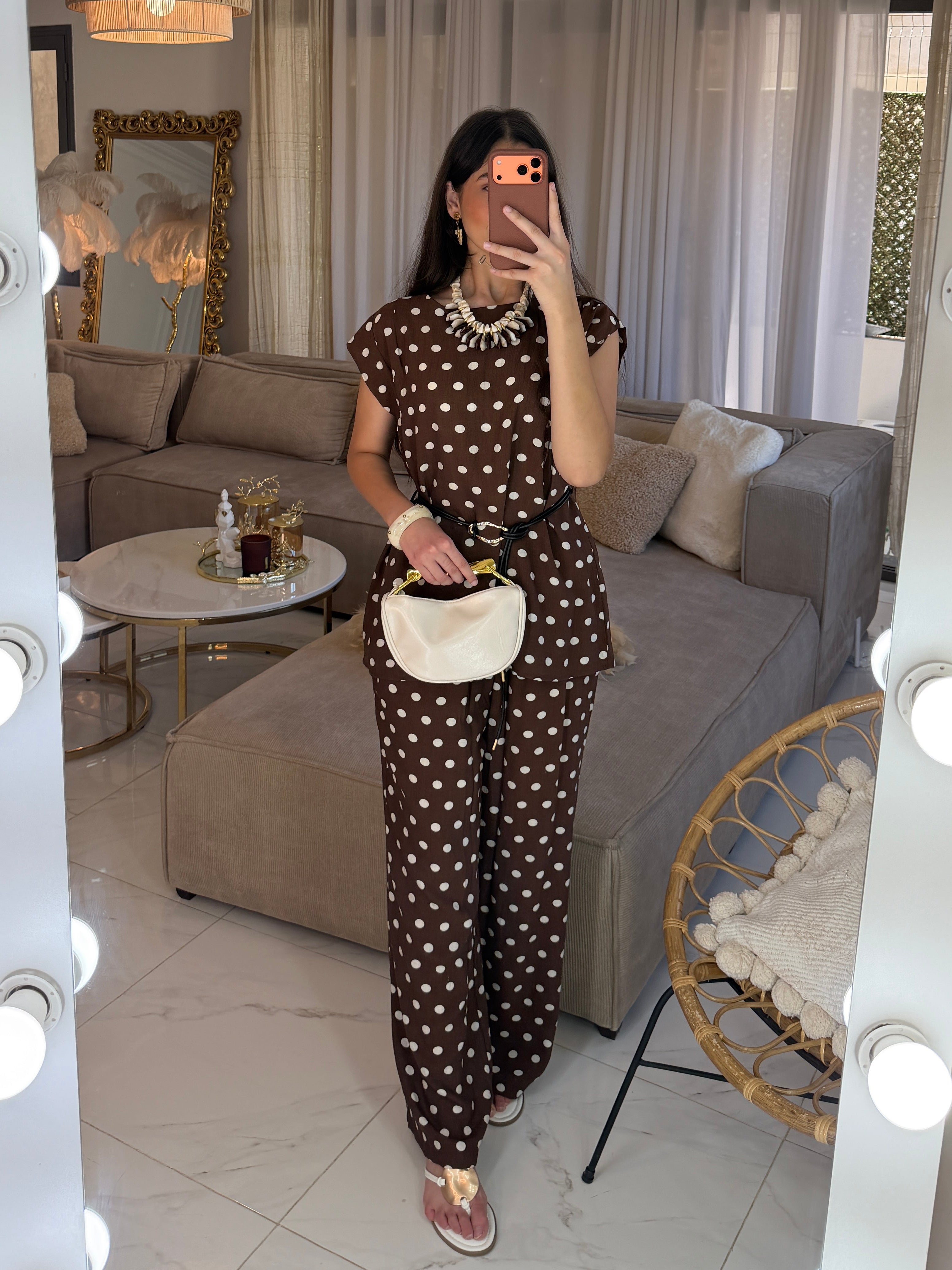 Ensemble Polka avec pantalon et ceinture