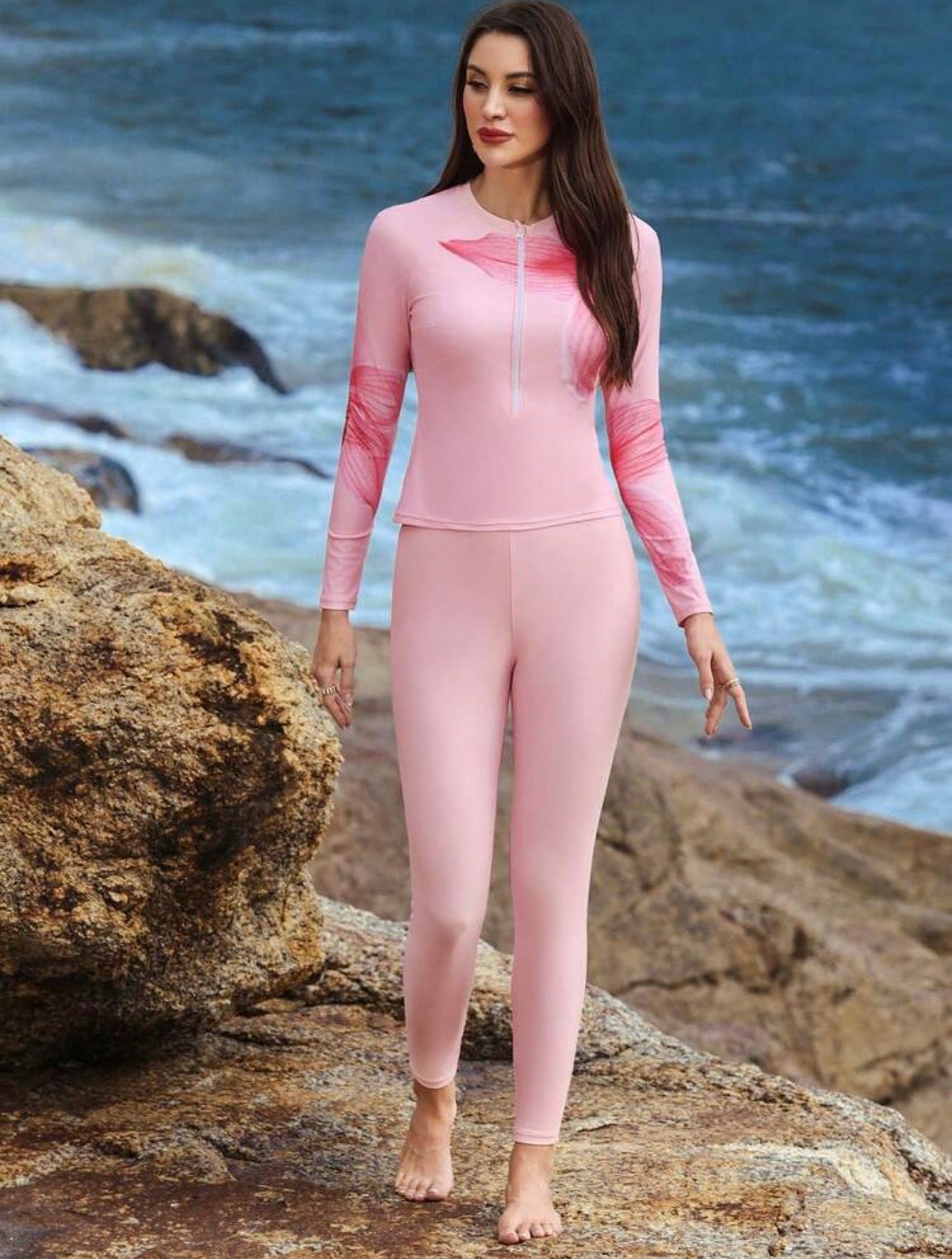 Burkini Modeste 3 Pièces Imprimé Orchidée