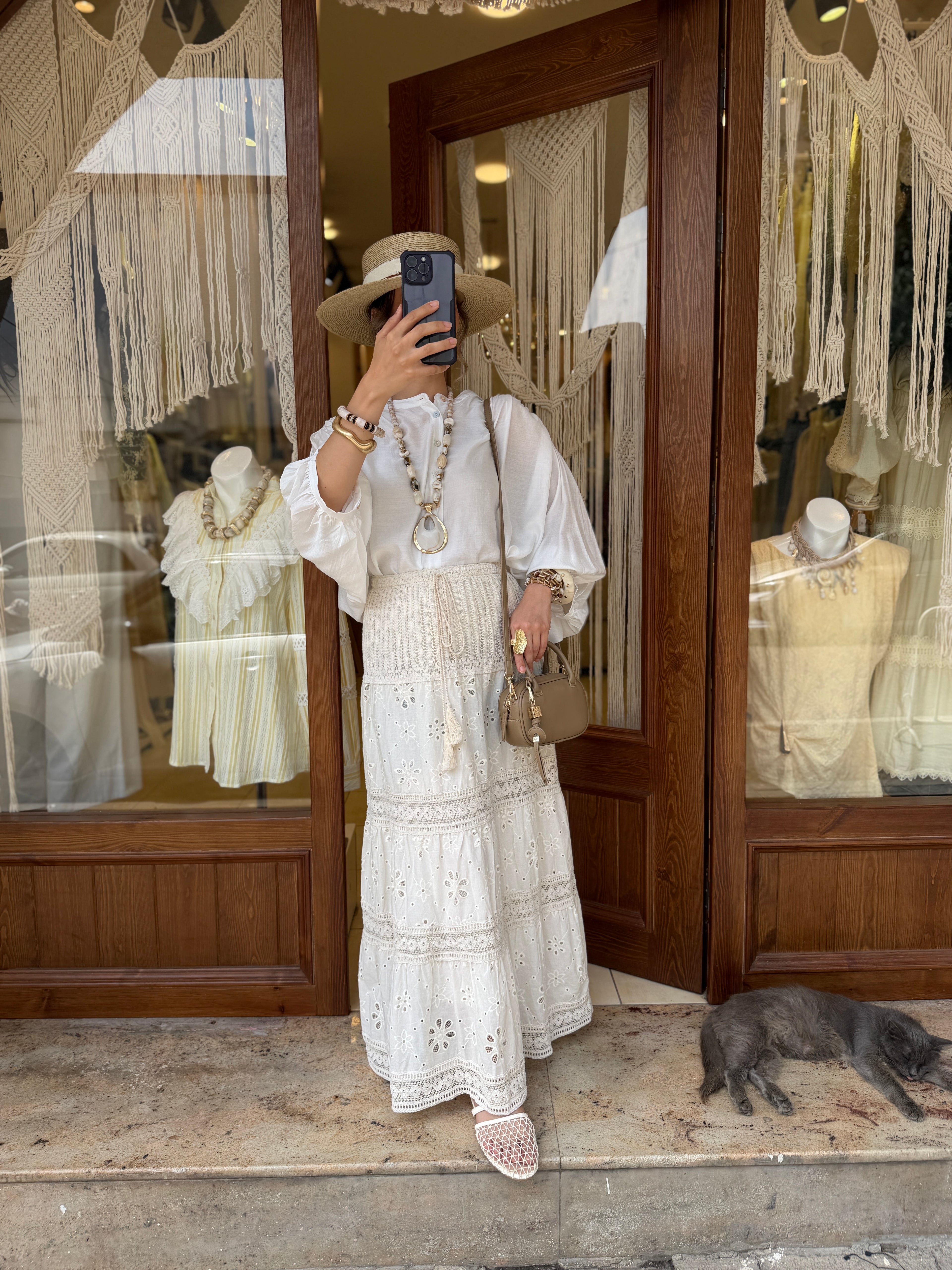 Jupe maxi longue boho en crochet 100% coton
