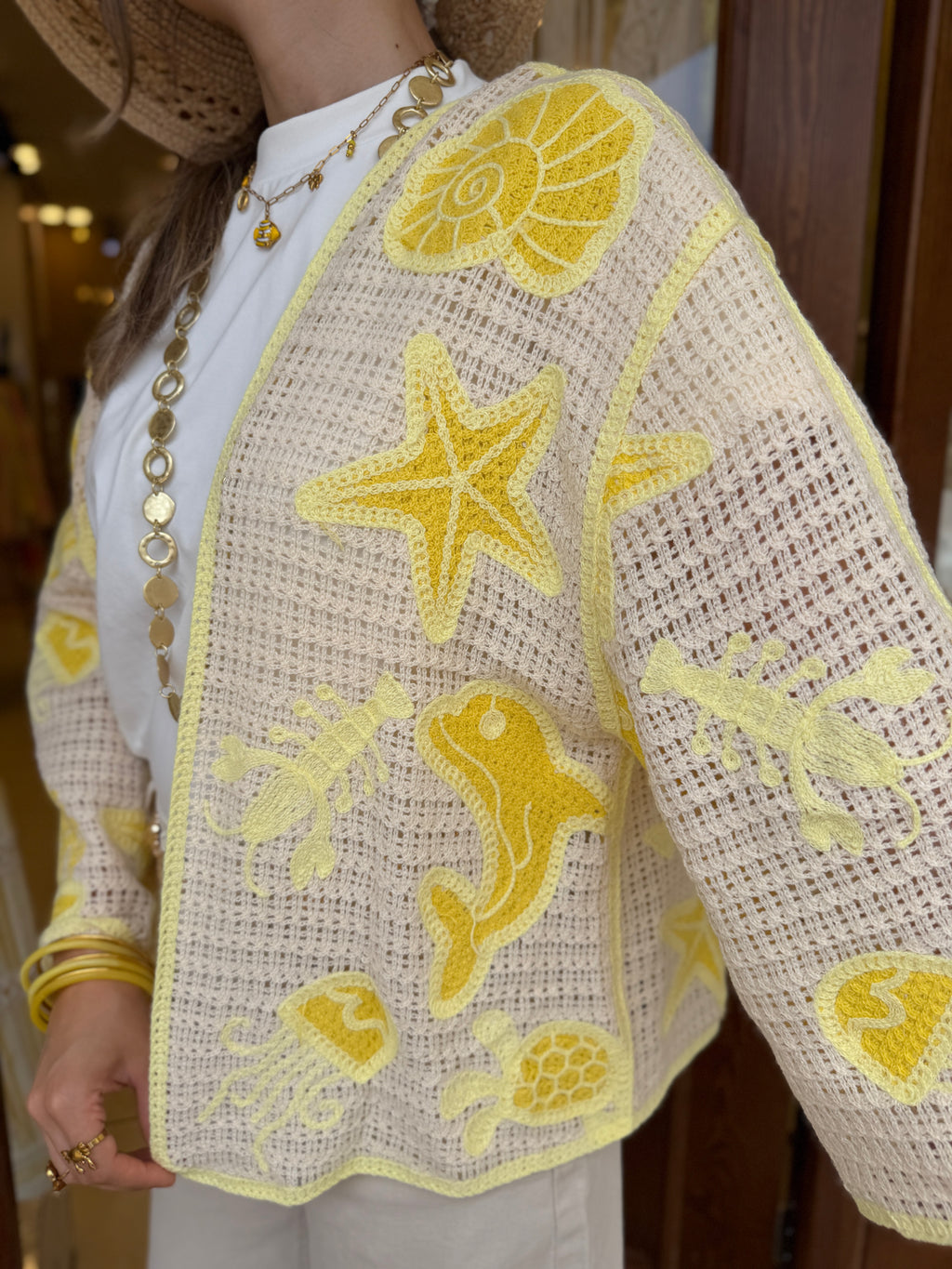 Gilet en Maille Broderie Marin