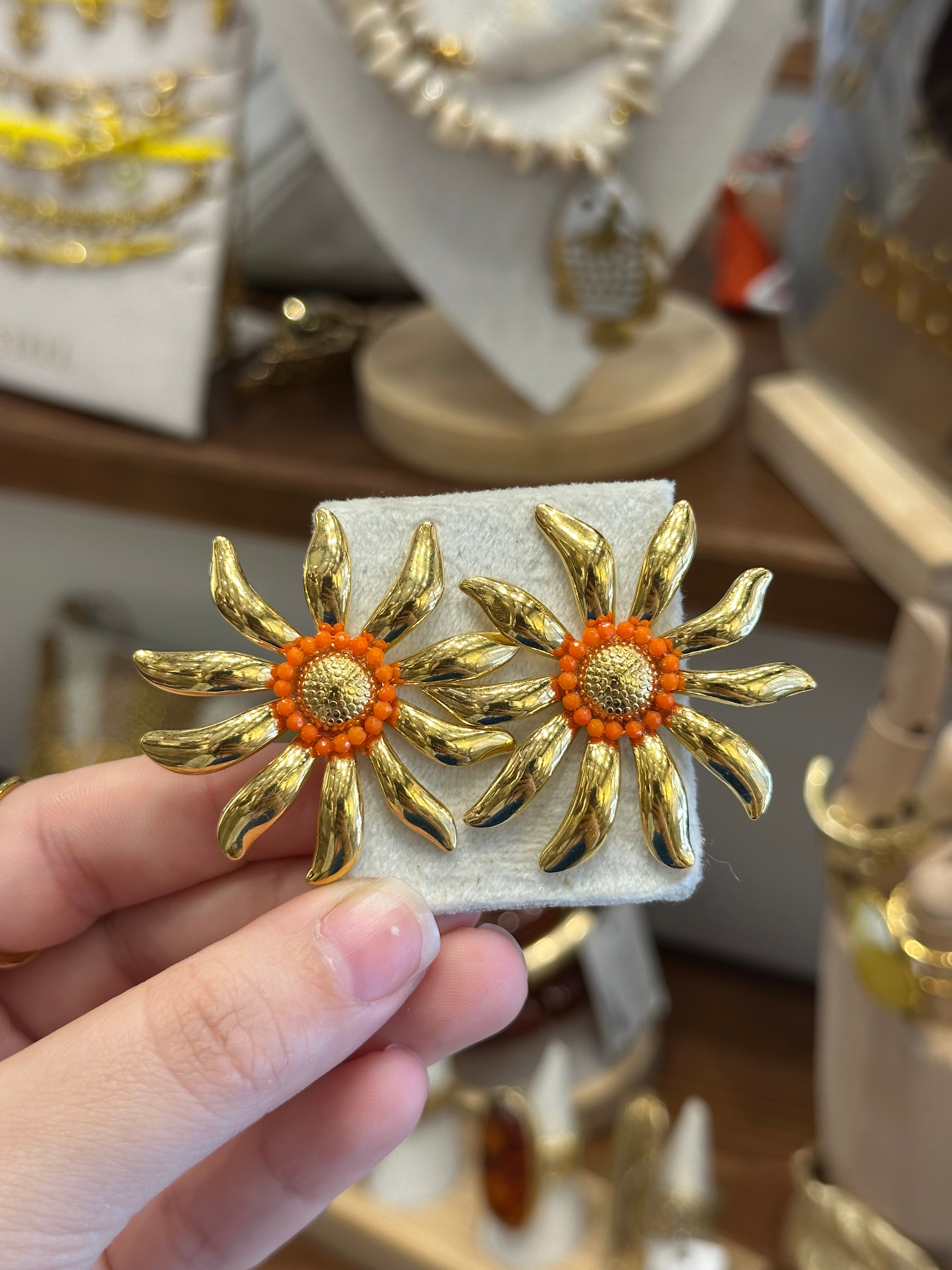 Boucles d’oreilles Soleil Perles Orange