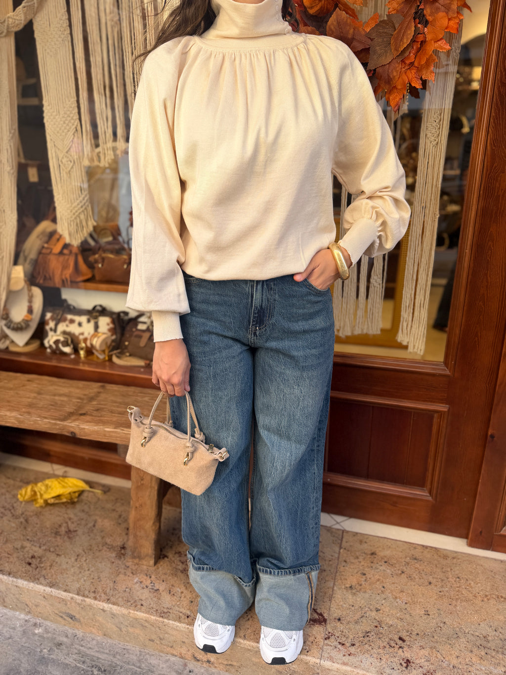 Pull col montant boutonné
