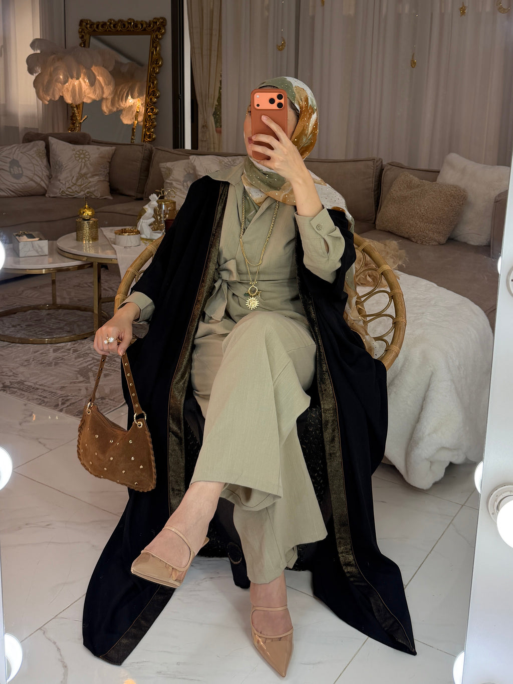 Abaya dos broderie jacquard