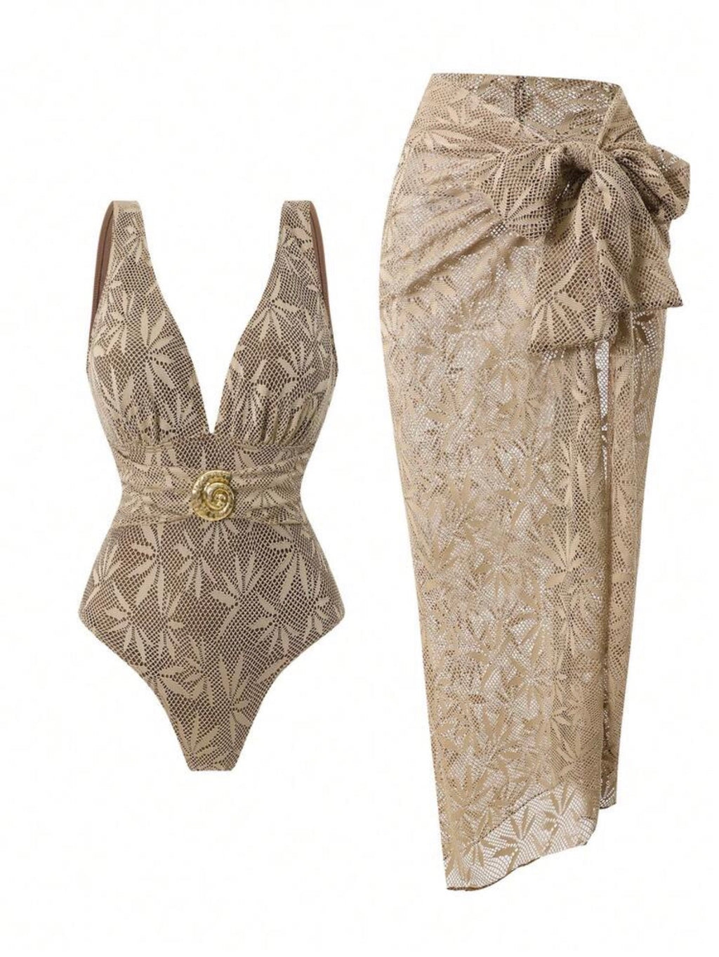 Maillot de bain une pièce avec bas jupe tissu tulle