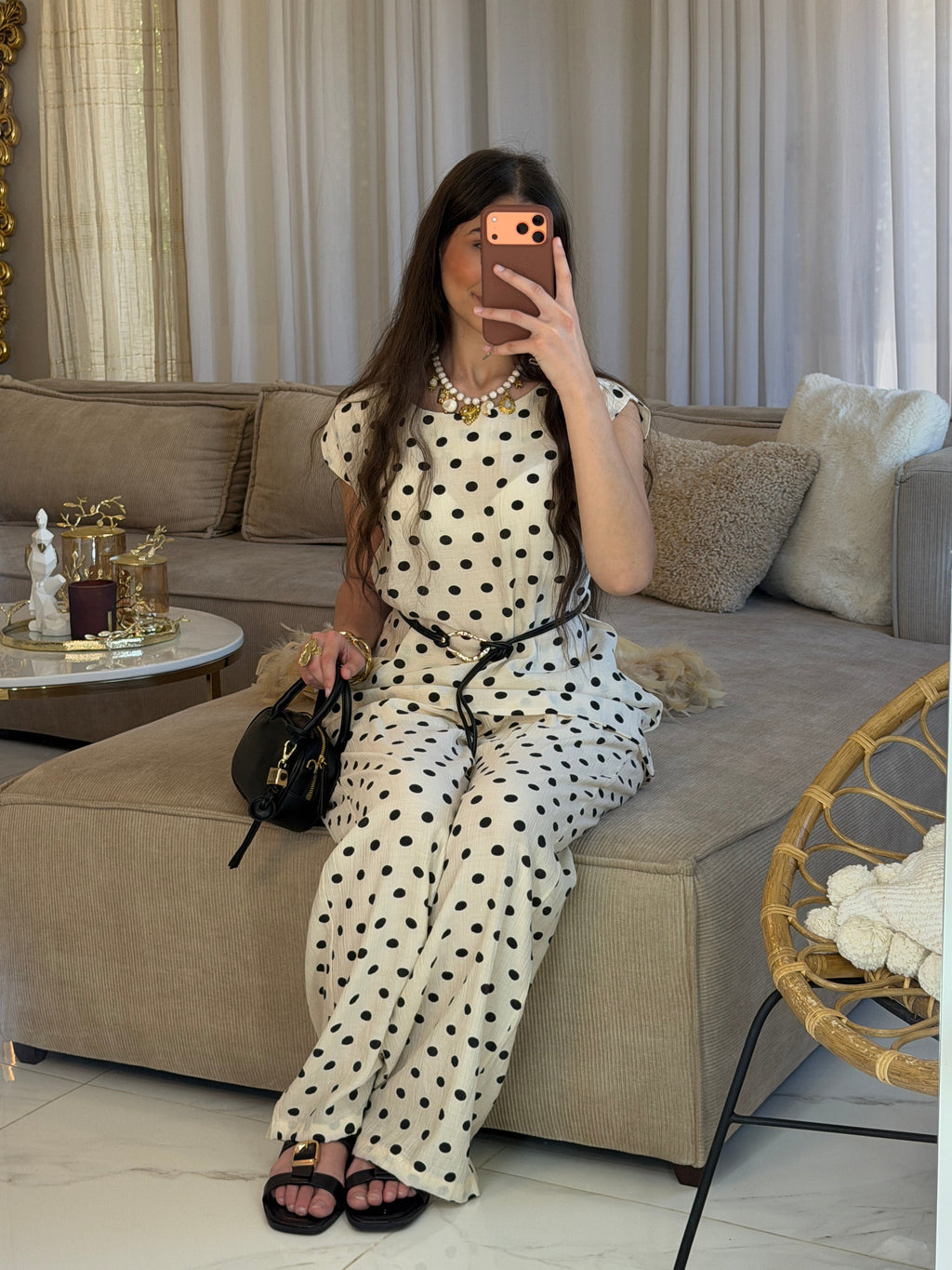 Ensemble Polka avec pantalon et ceinture