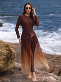 Burkini Luxueux Modeste 3 Pièces Dégradé Marron