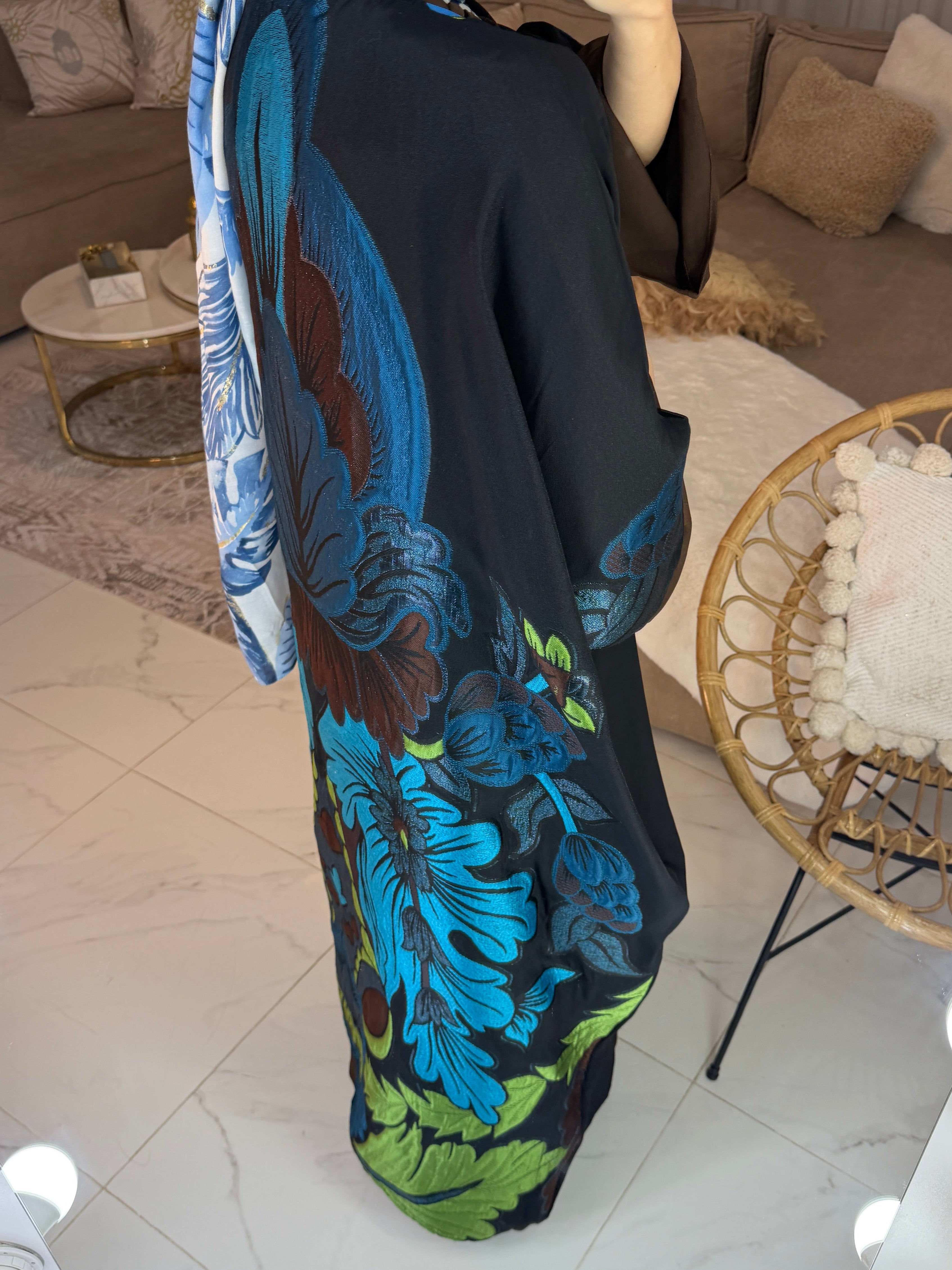 Abaya dos broderie florale