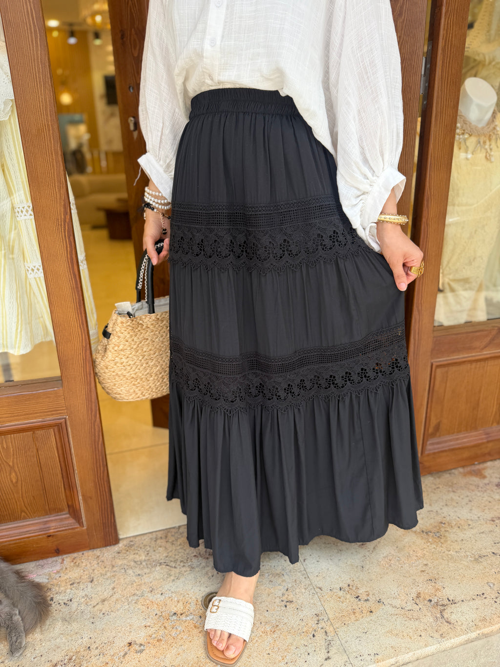 Jupe Boho en 100% coton de soie et crochet