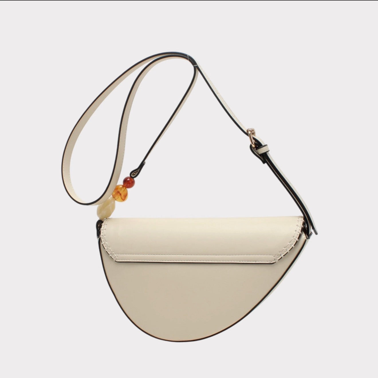 Sac bandoulière demi-lune détail perles