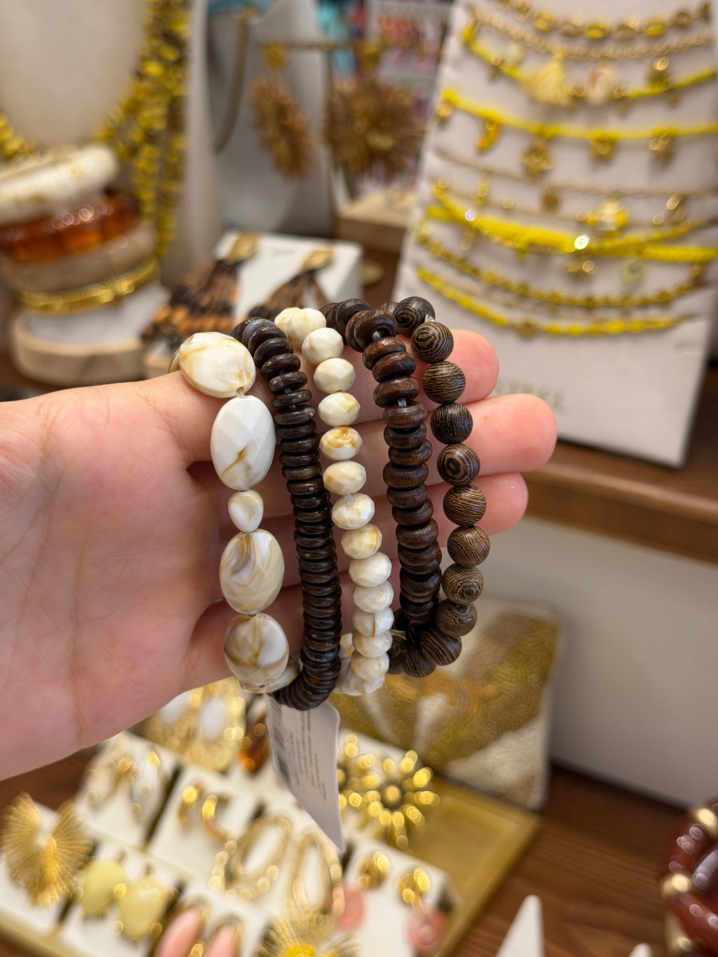 Pack 5 bracelets Terre & Soleil en bois et acrylique