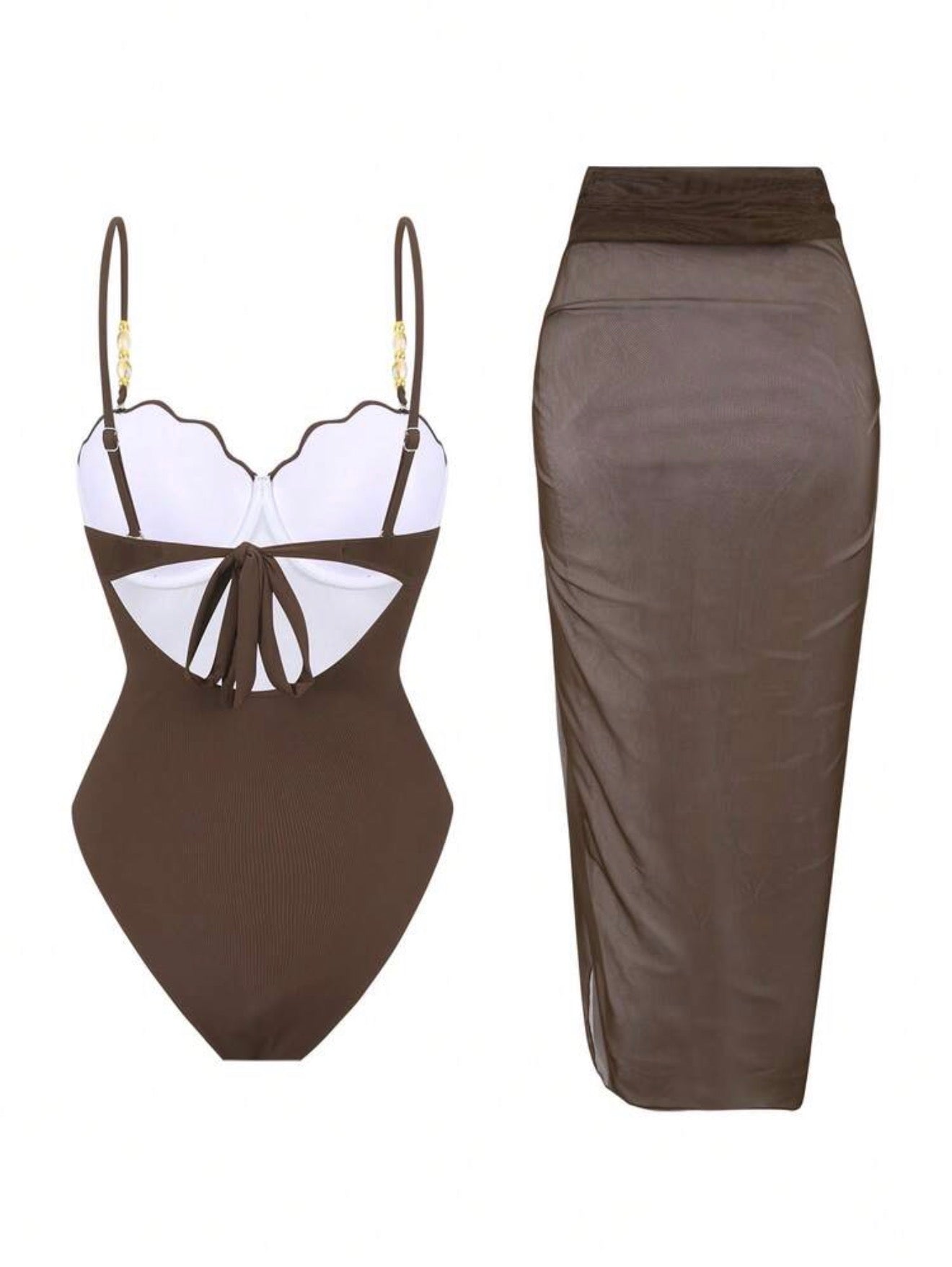 Maillot de bain une pièce coquille avec paréo