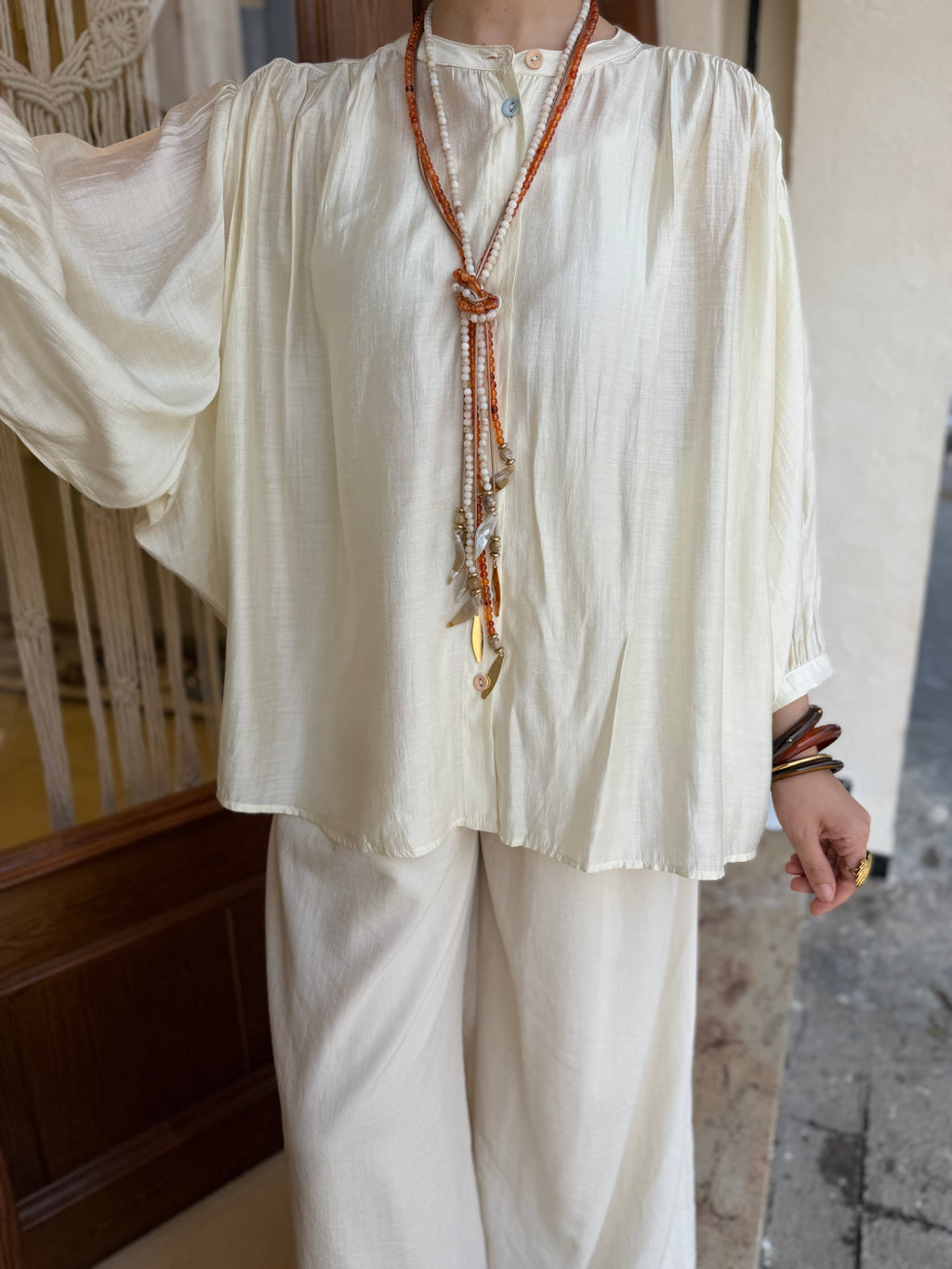 Chemise Fluide en Viscose Boutons Colorés