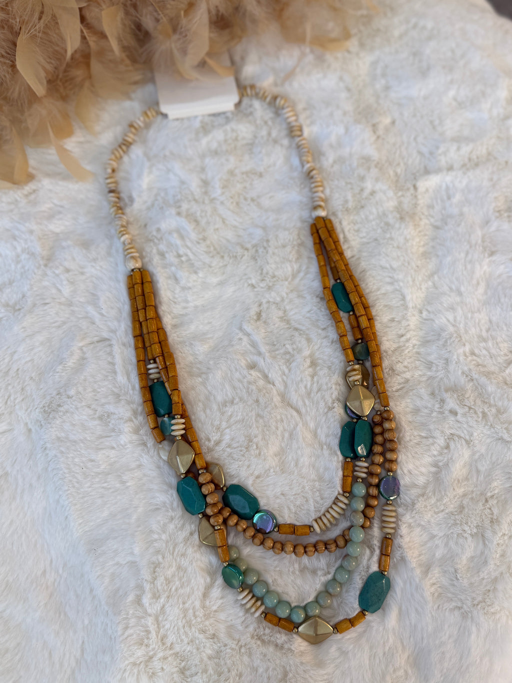 Collier bois olivier et corail