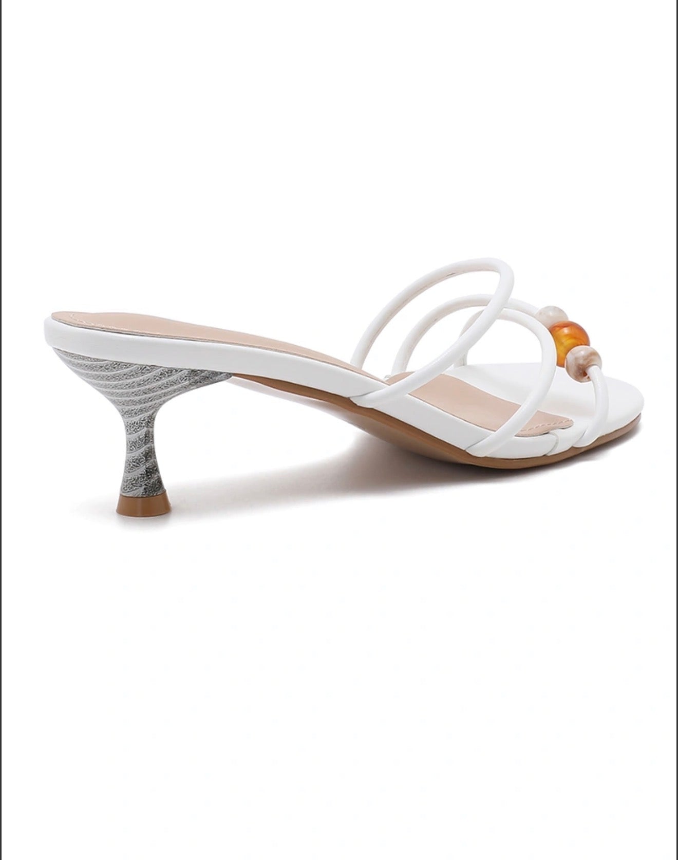 Mule à talon fin multi-brides avec perles