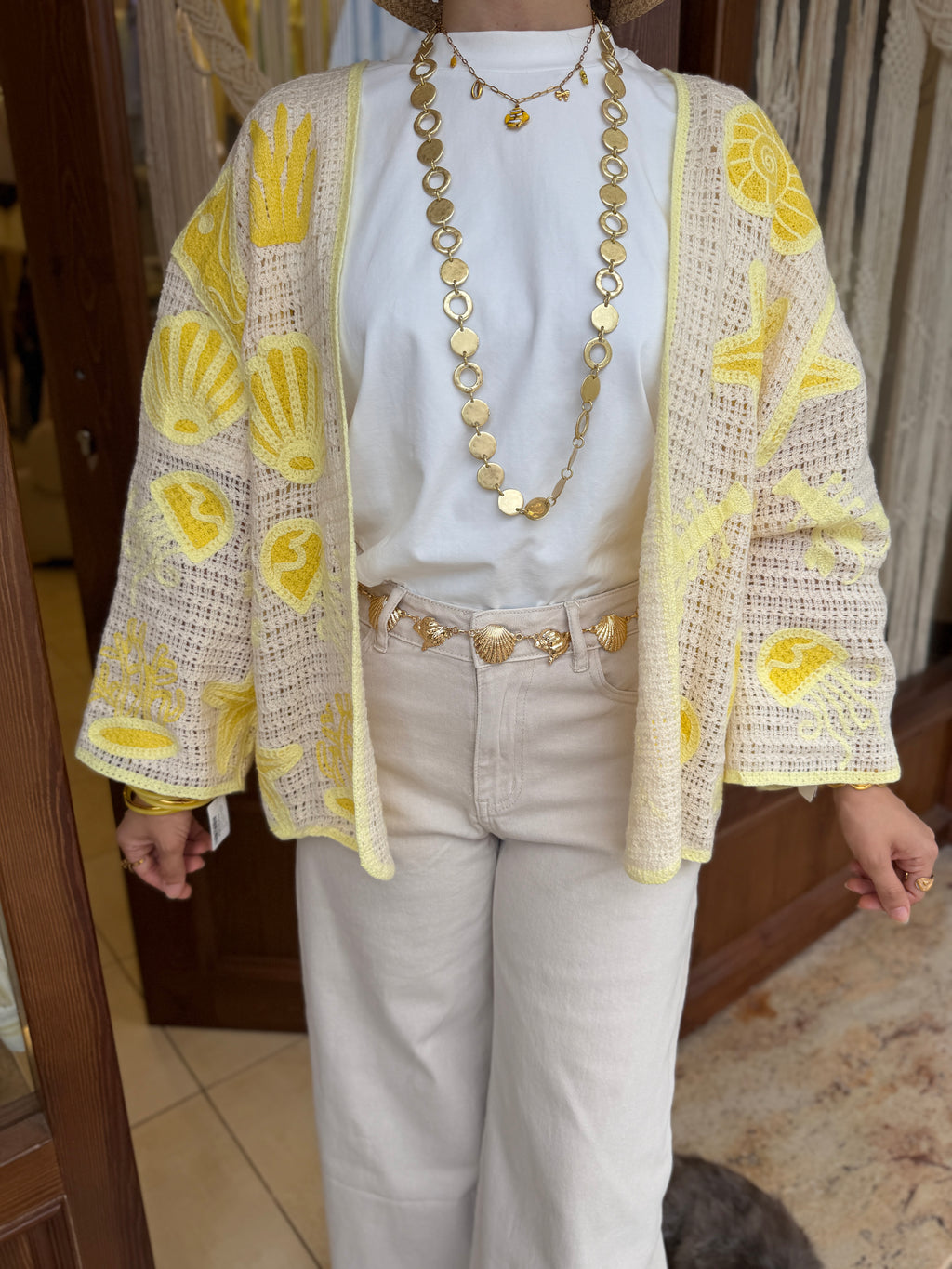 Gilet en Maille Broderie Marin