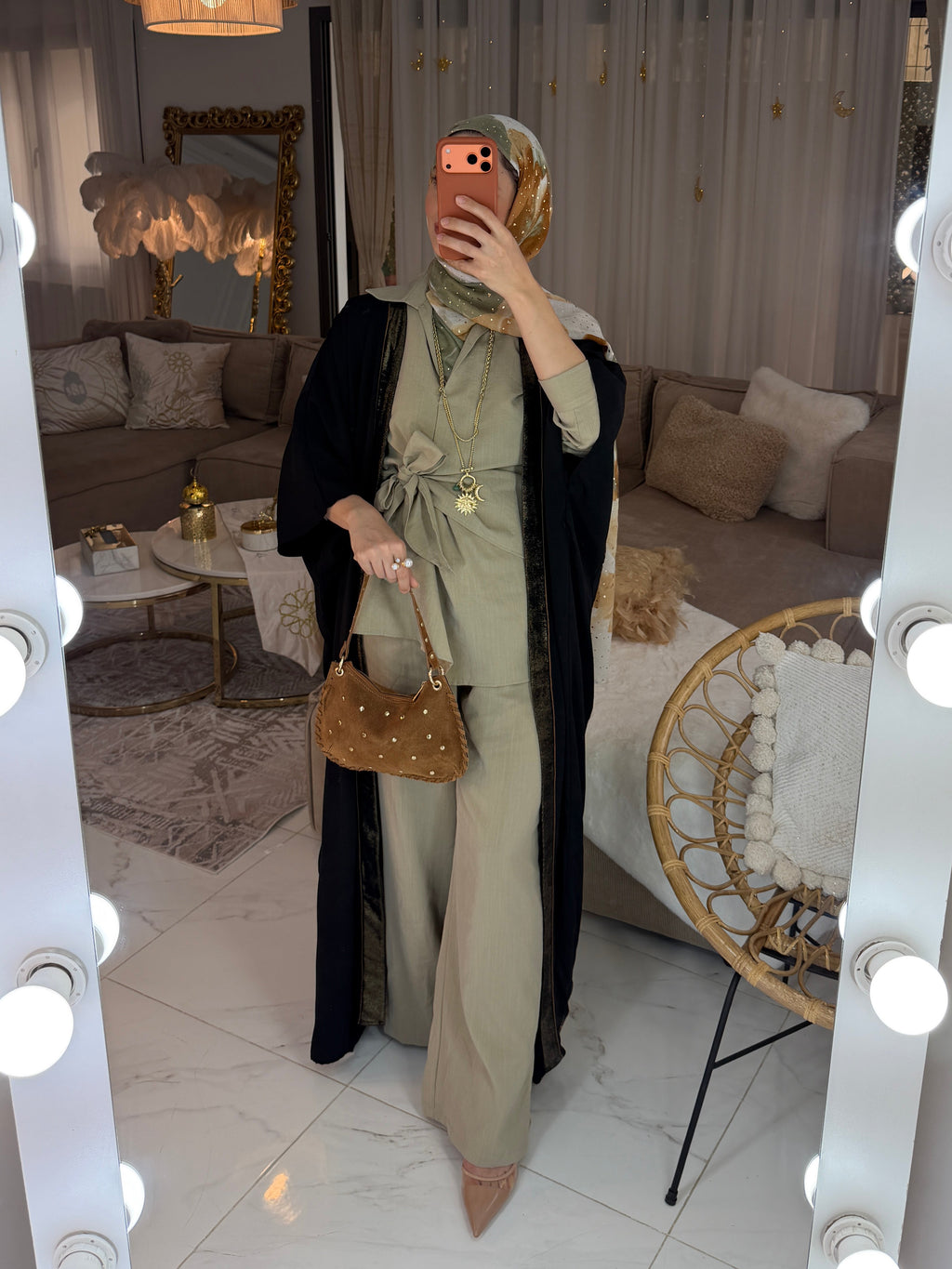 Abaya dos broderie jacquard