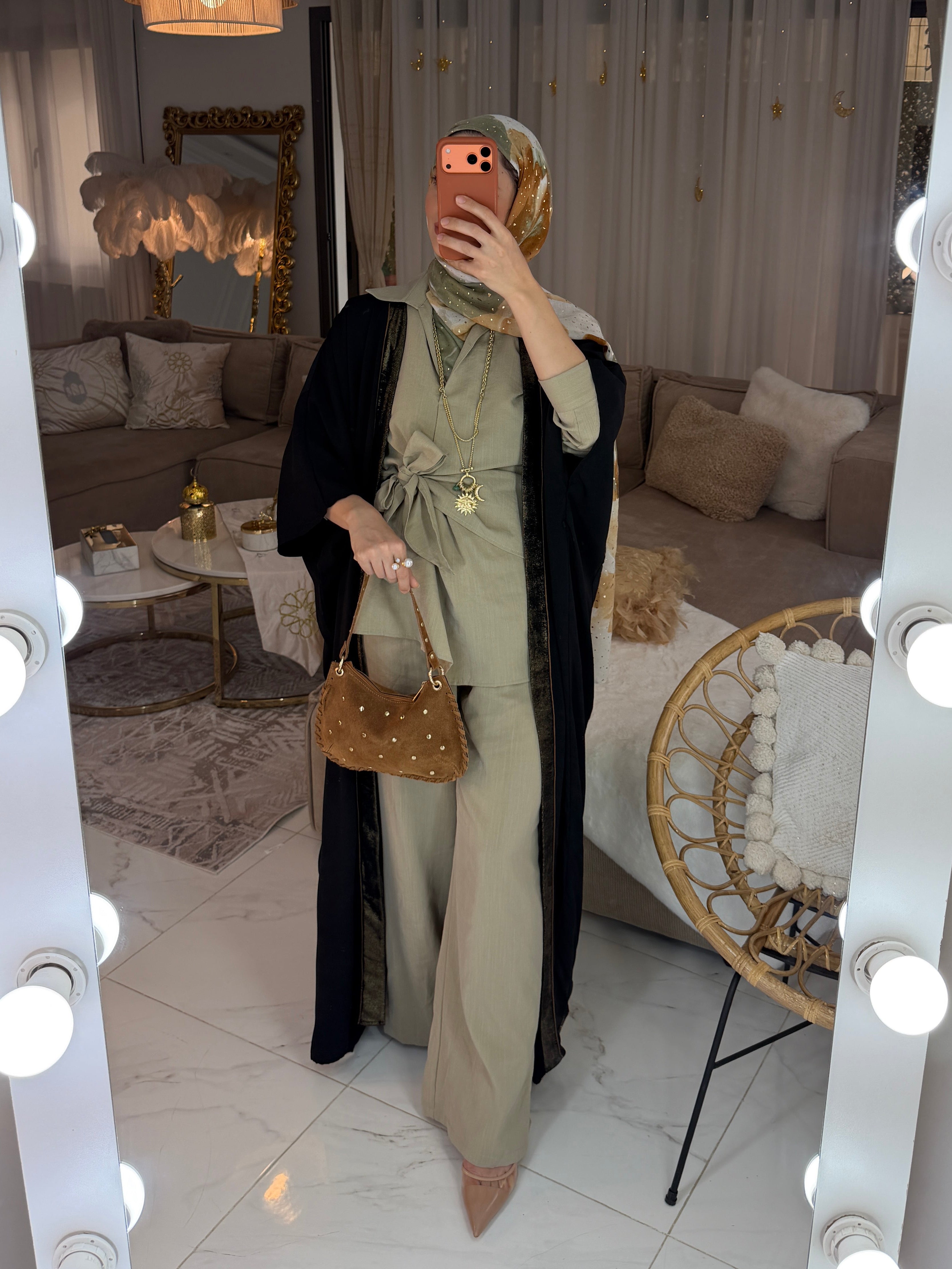 Abaya dos broderie jacquard