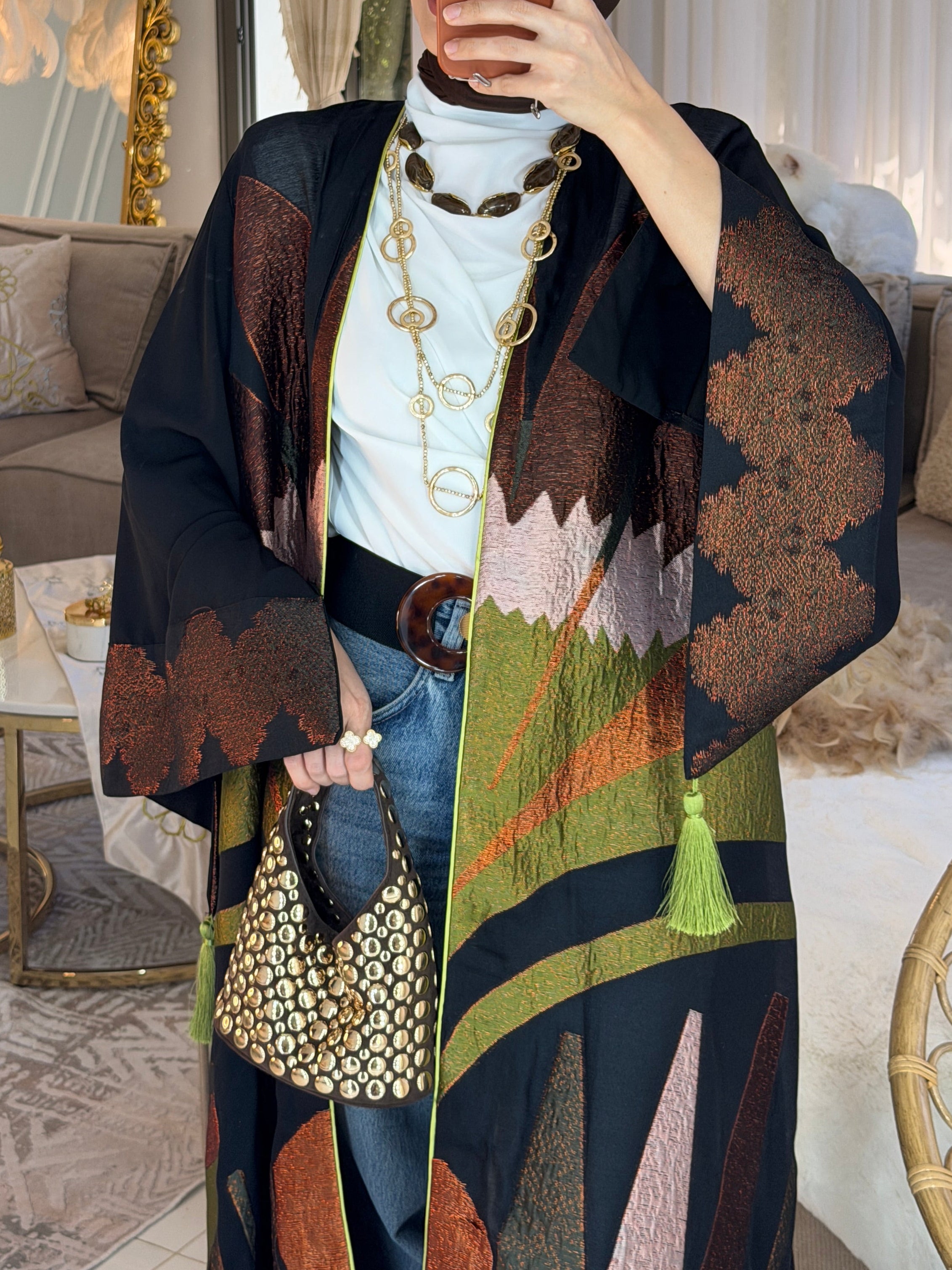 Abaya broderie jacquard luxury