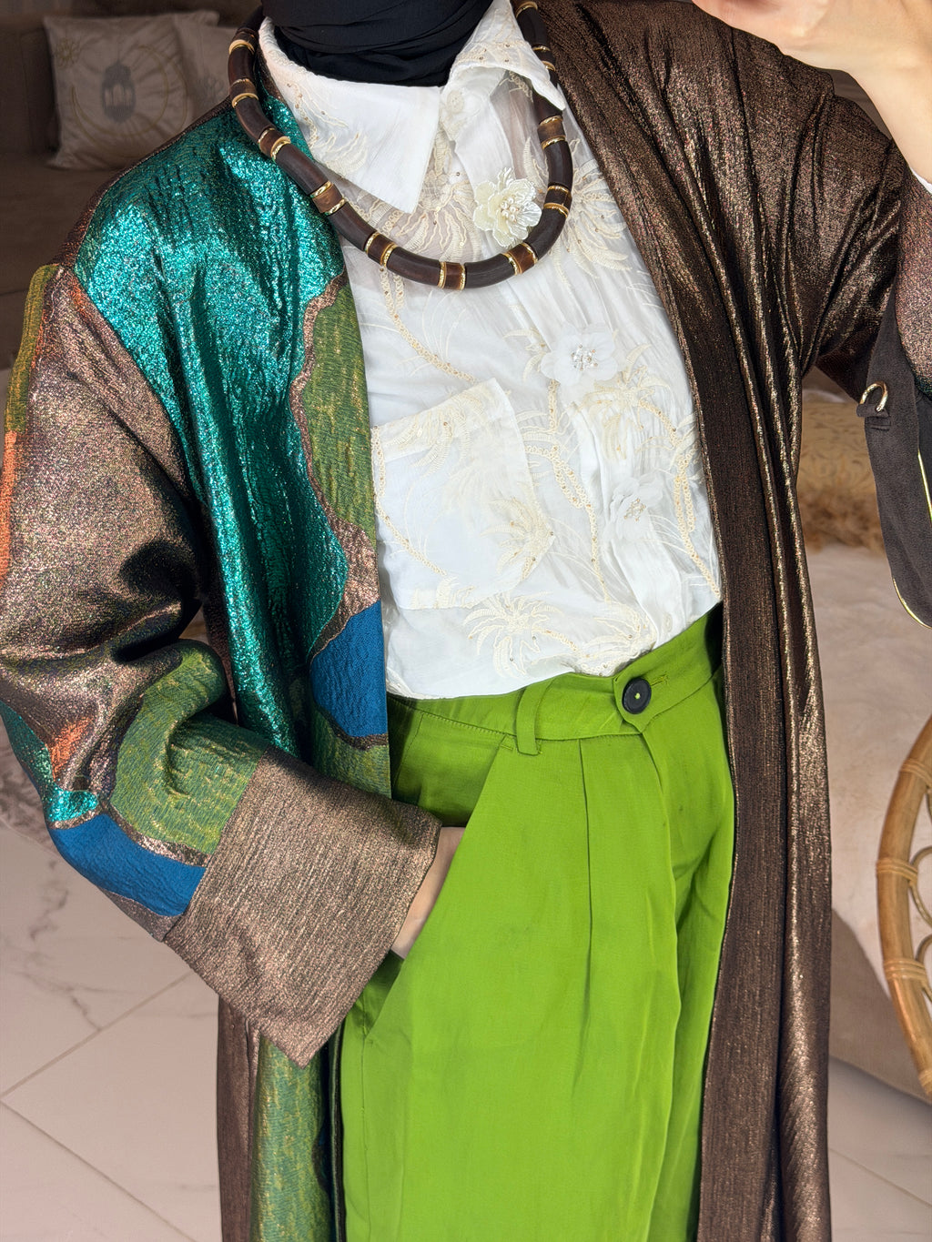 Abaya galaxy jaquard bronze