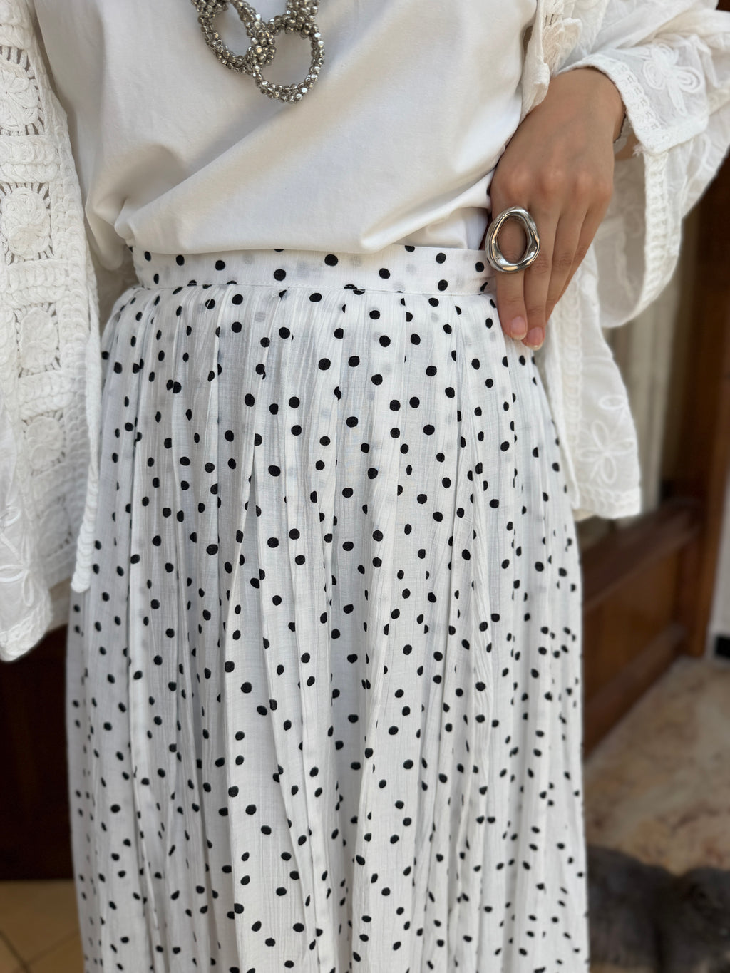 Jupe à Petit Pois Maxi Longue