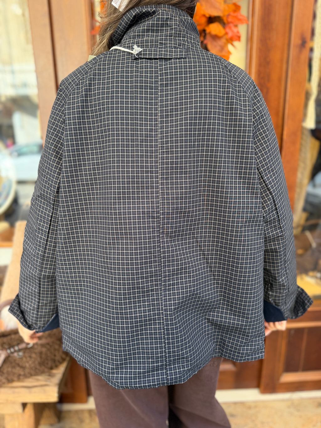 Trench-coat à carreaux reversible double face