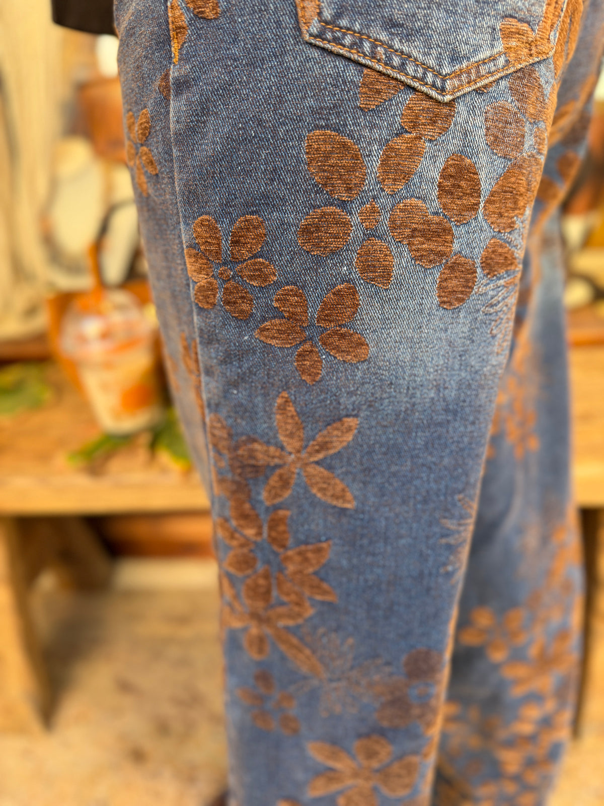 Jeans palazzo broderie velours