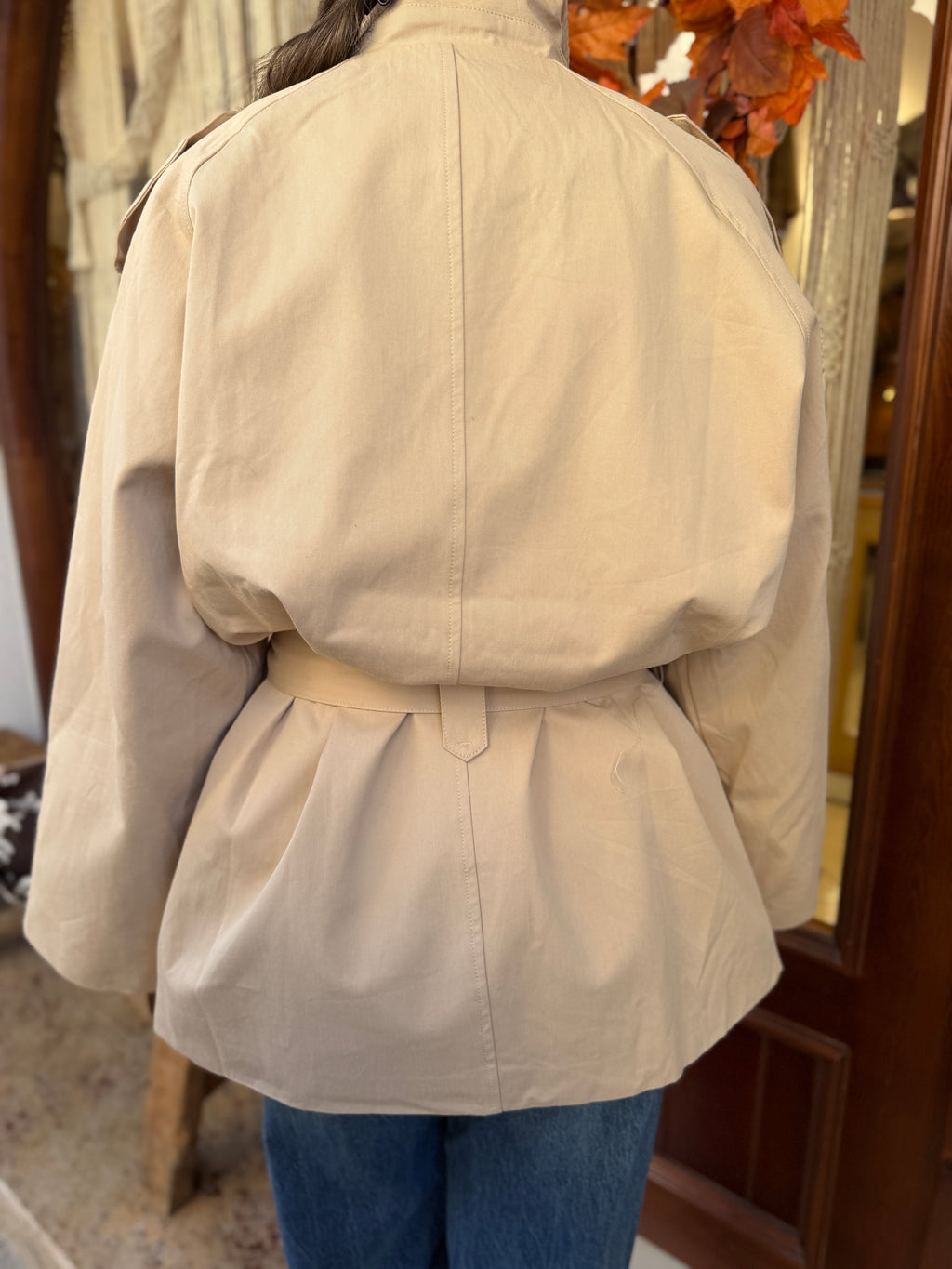 Trench-coat mi long col montant