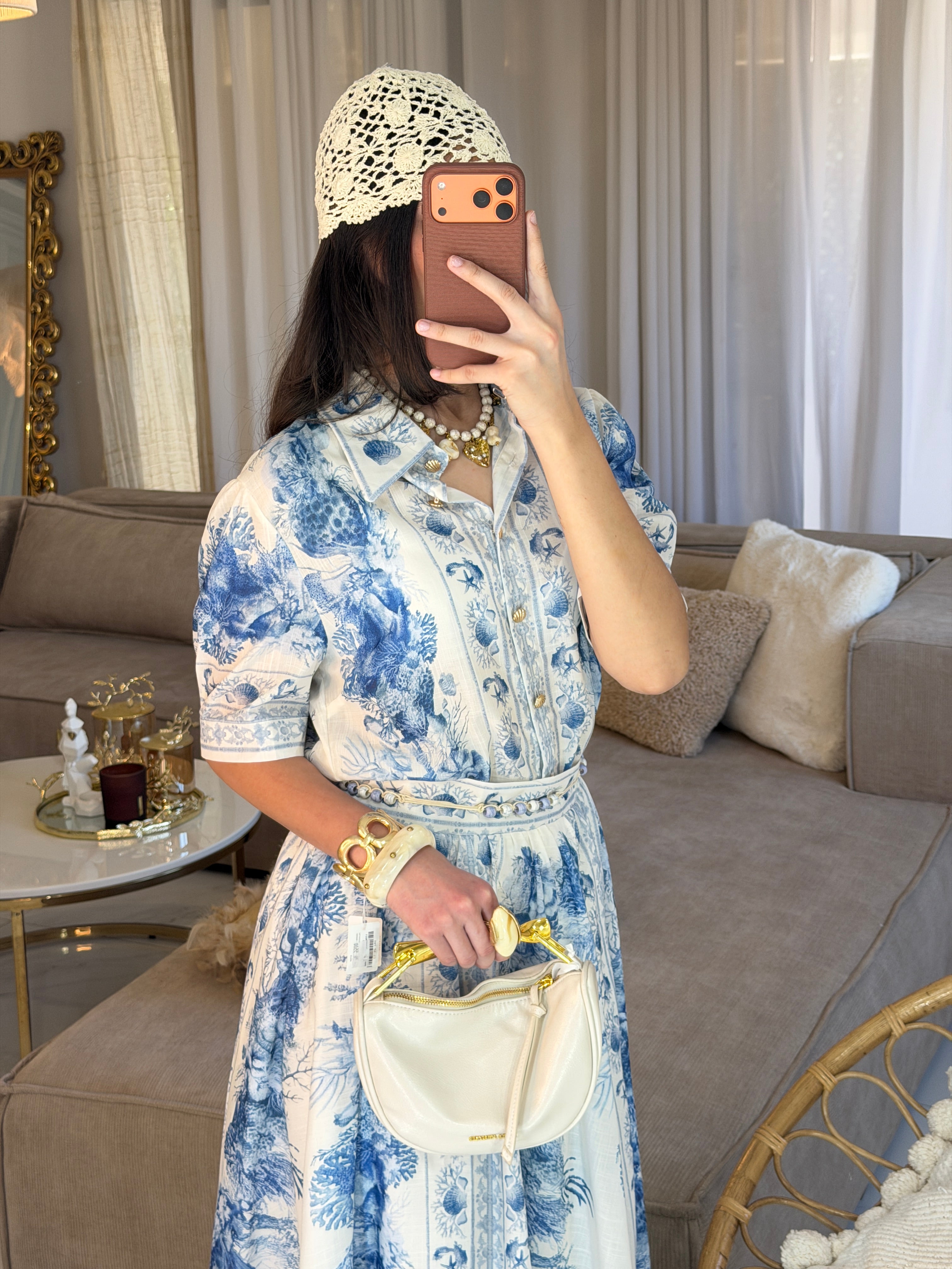 Ensemble Méditerranéen jupe maxi longue et blouse