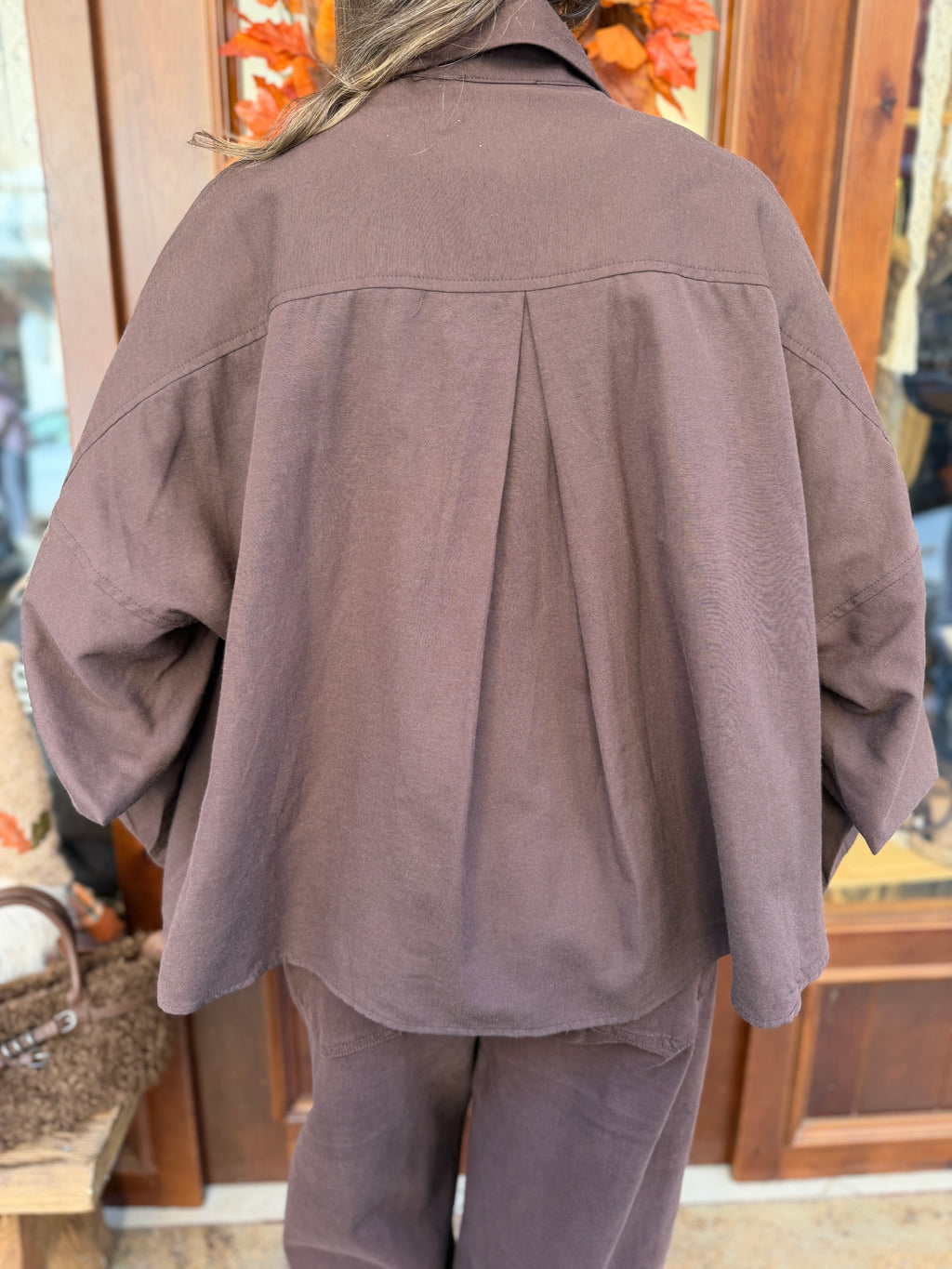 Chemise coupe large en mélange de coton