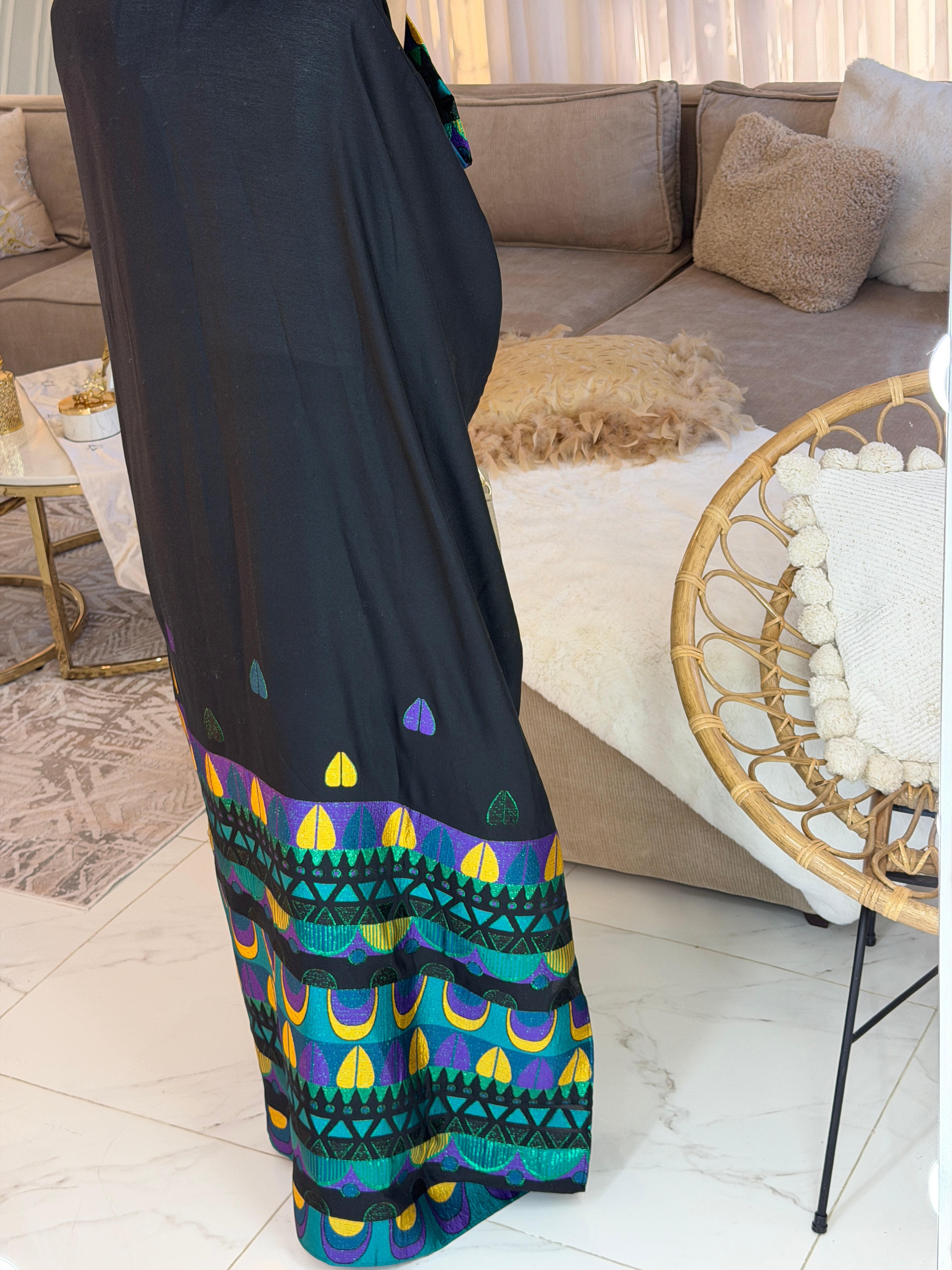 Abaya jacquard géométrique