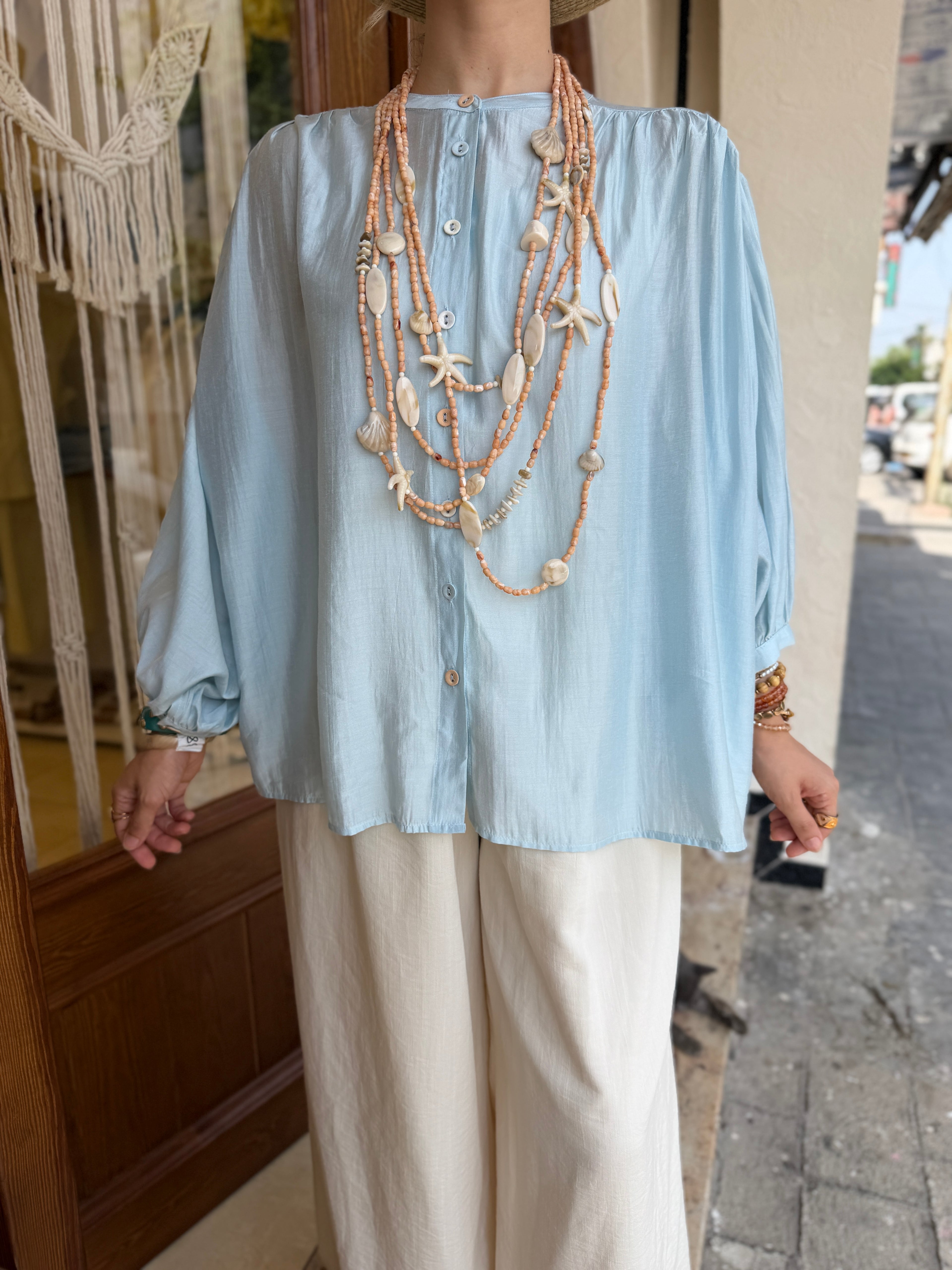 Chemise Fluide en Viscose Boutons Colorés