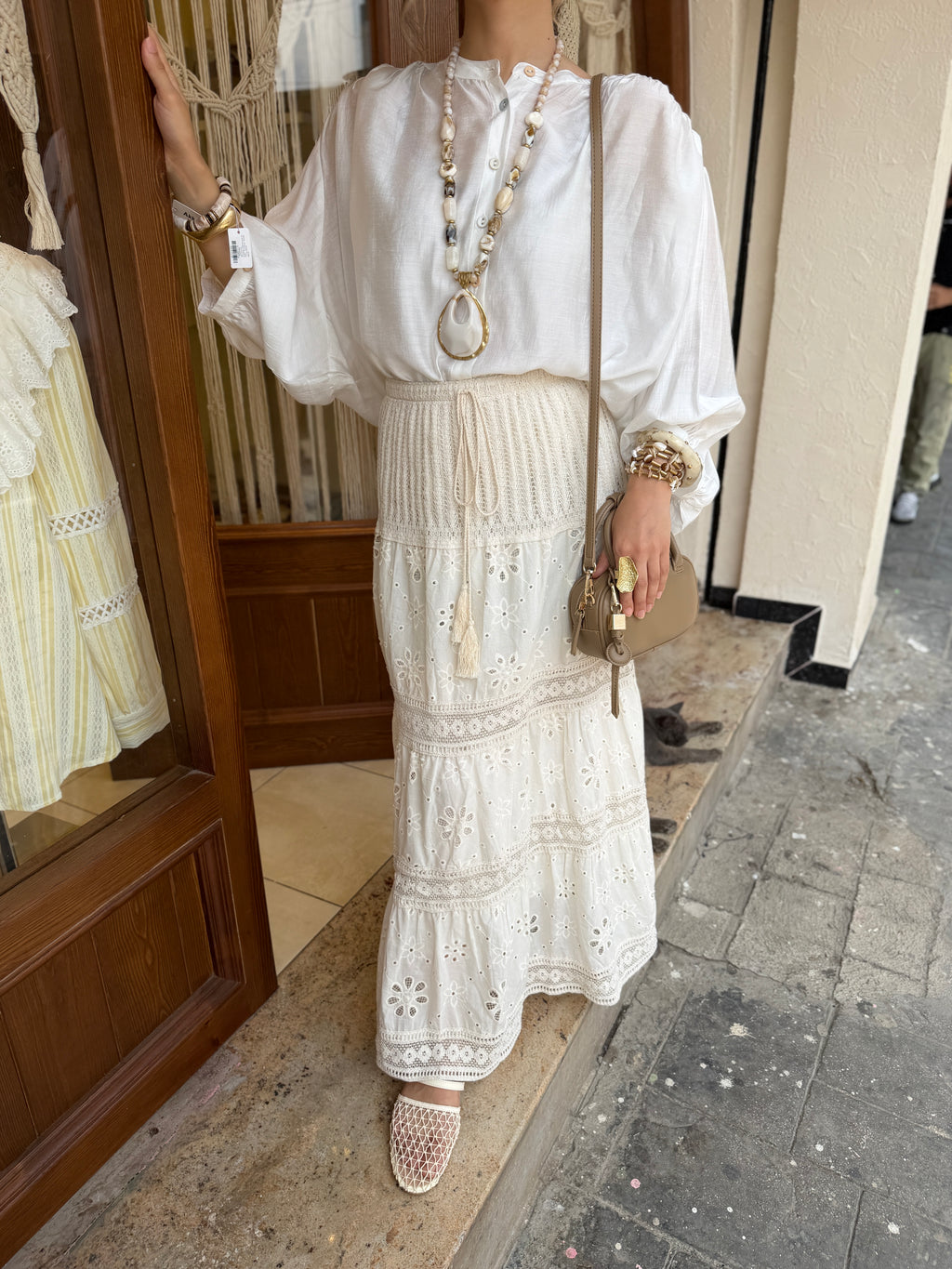 Jupe maxi longue boho en crochet 100% coton
