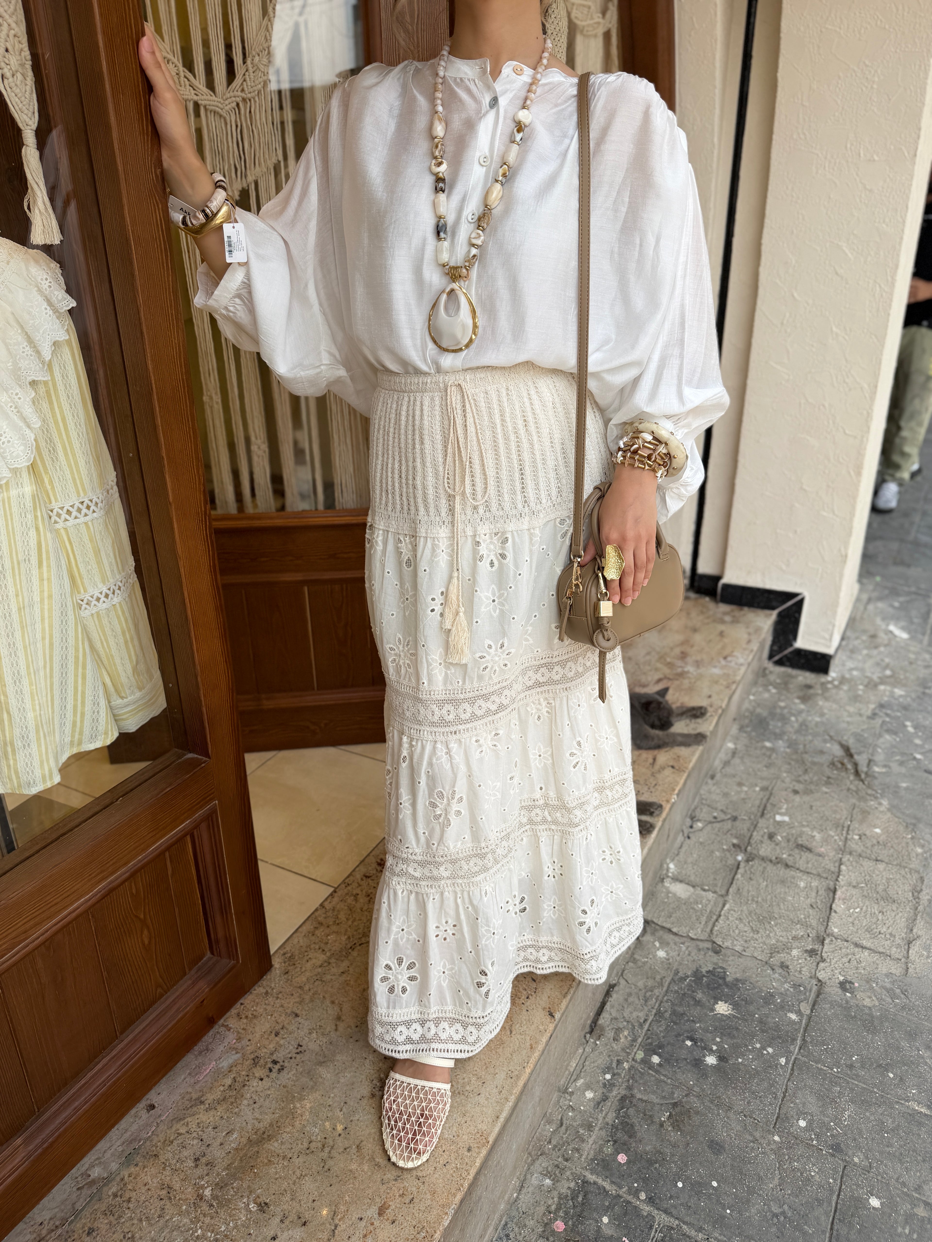 Jupe maxi longue boho en crochet 100% coton