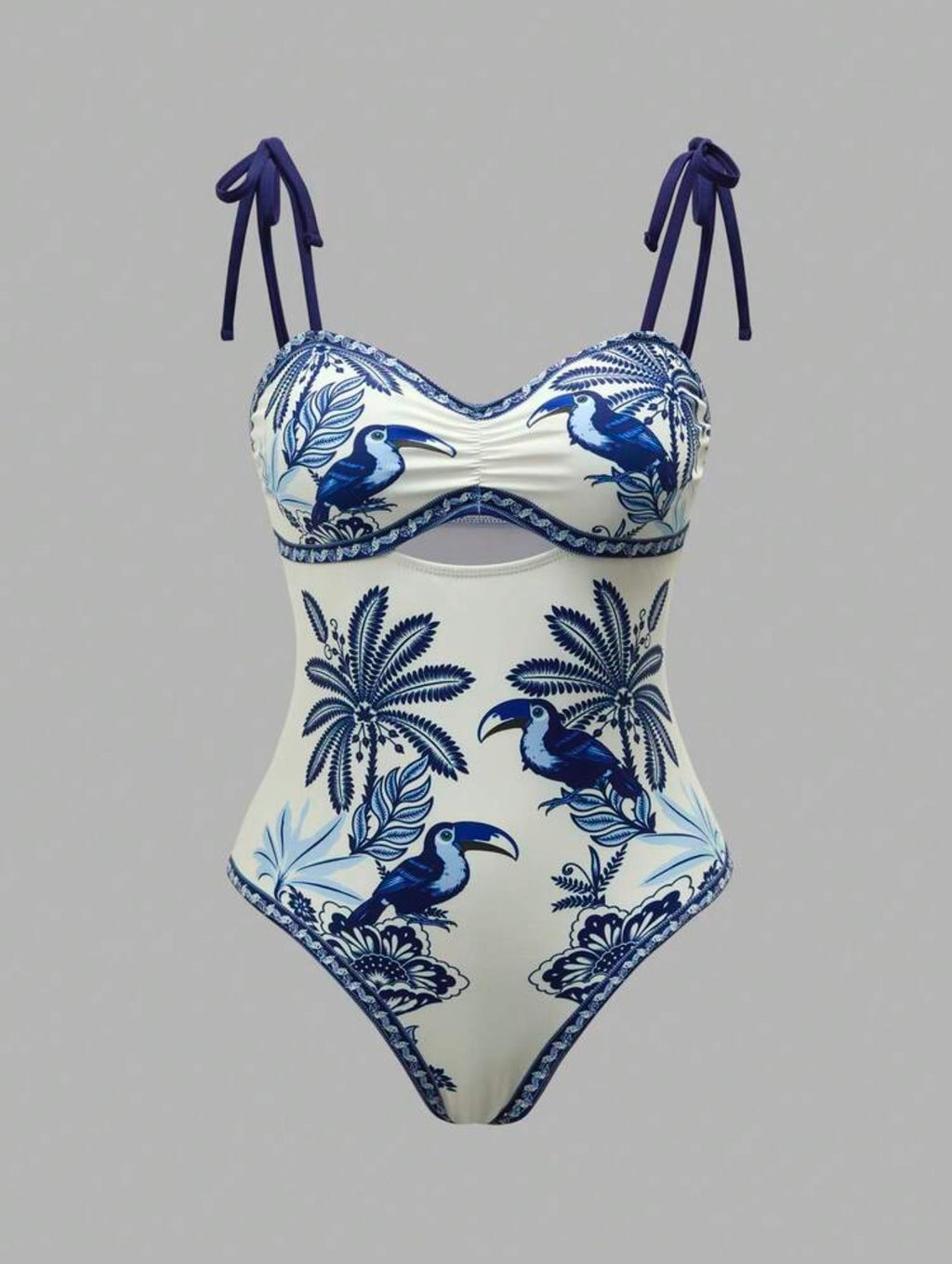 Maillot de bain une pièce avec pantalon imprimé palmiers