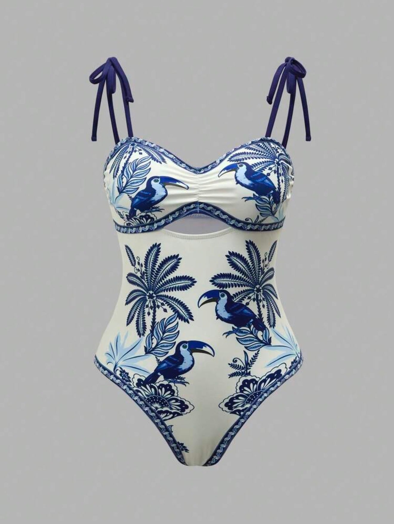 Maillot de bain une pièce avec pantalon imprimé palmiers