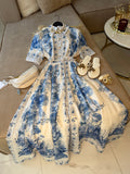 Ensemble Méditerranéen jupe maxi longue et blouse
