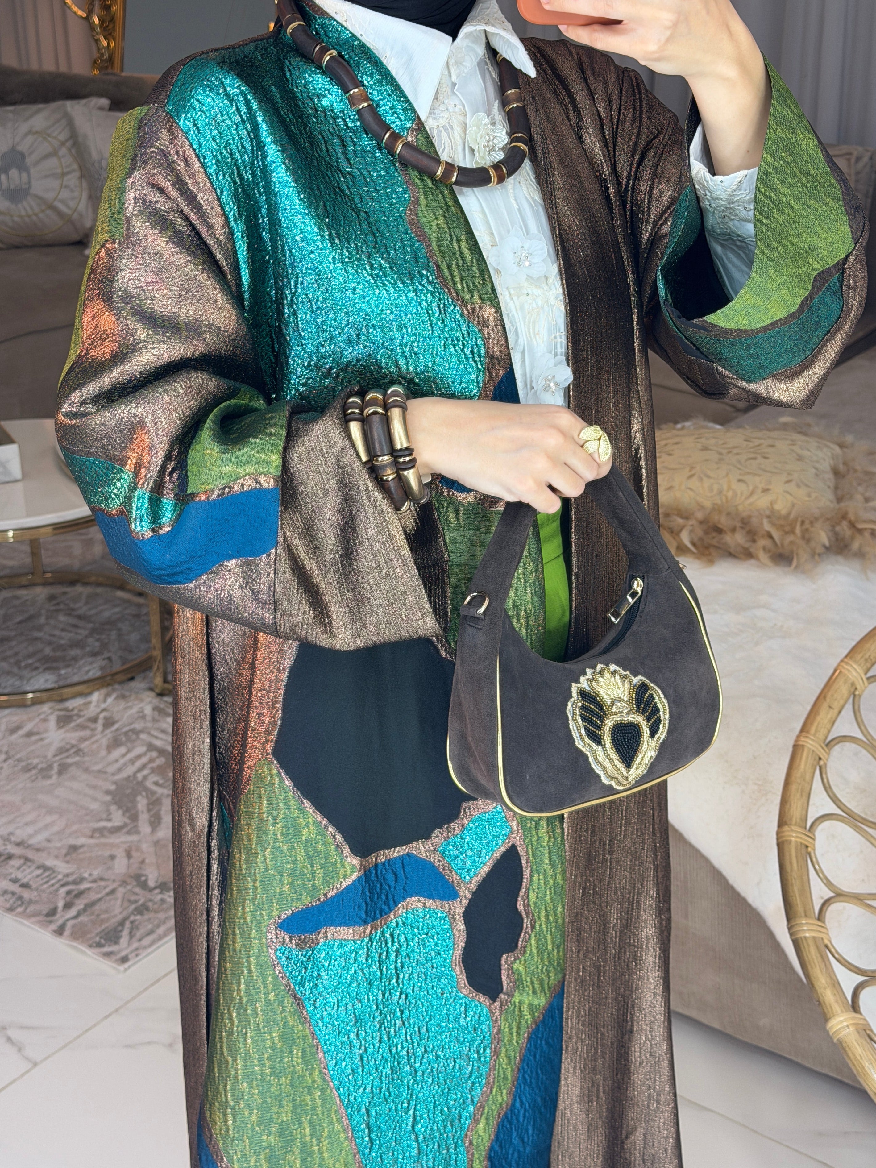 Abaya galaxy jaquard bronze
