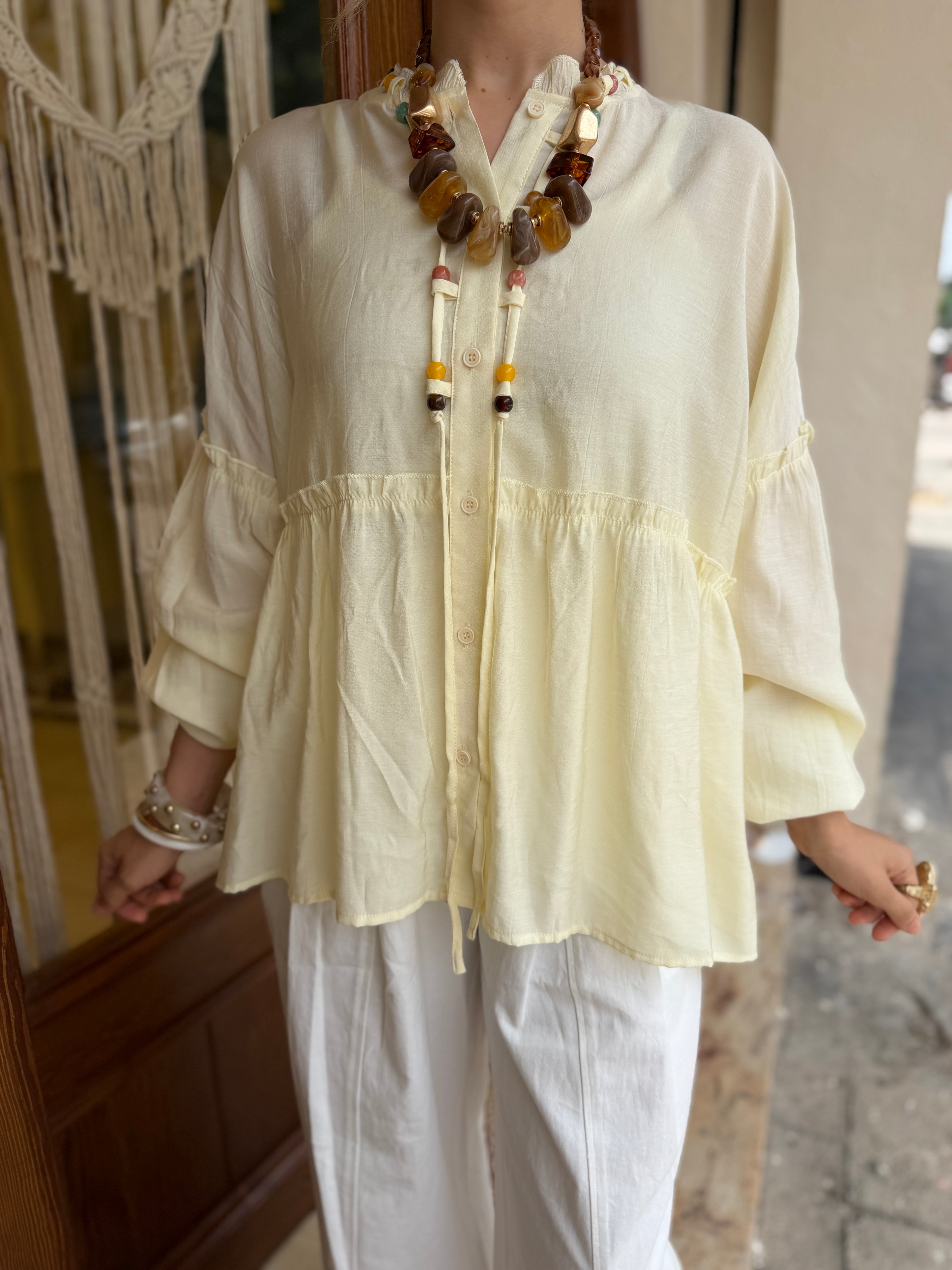 Chemise Fluide en Viscose Detail Multicolore