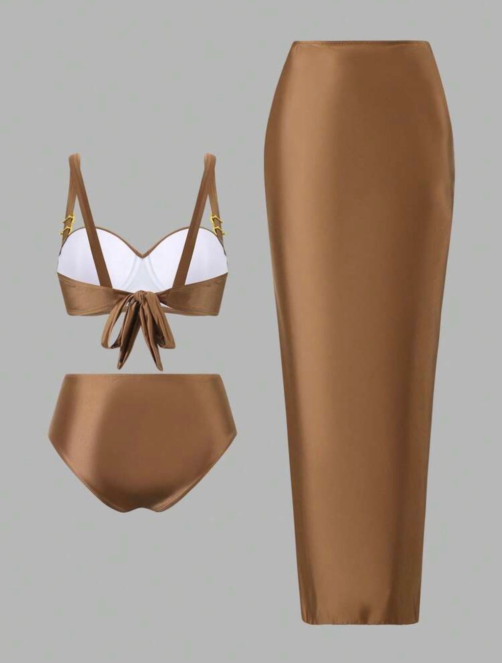 Maillot de Bain 2 Pièce avec Paréo Broche Coquillage