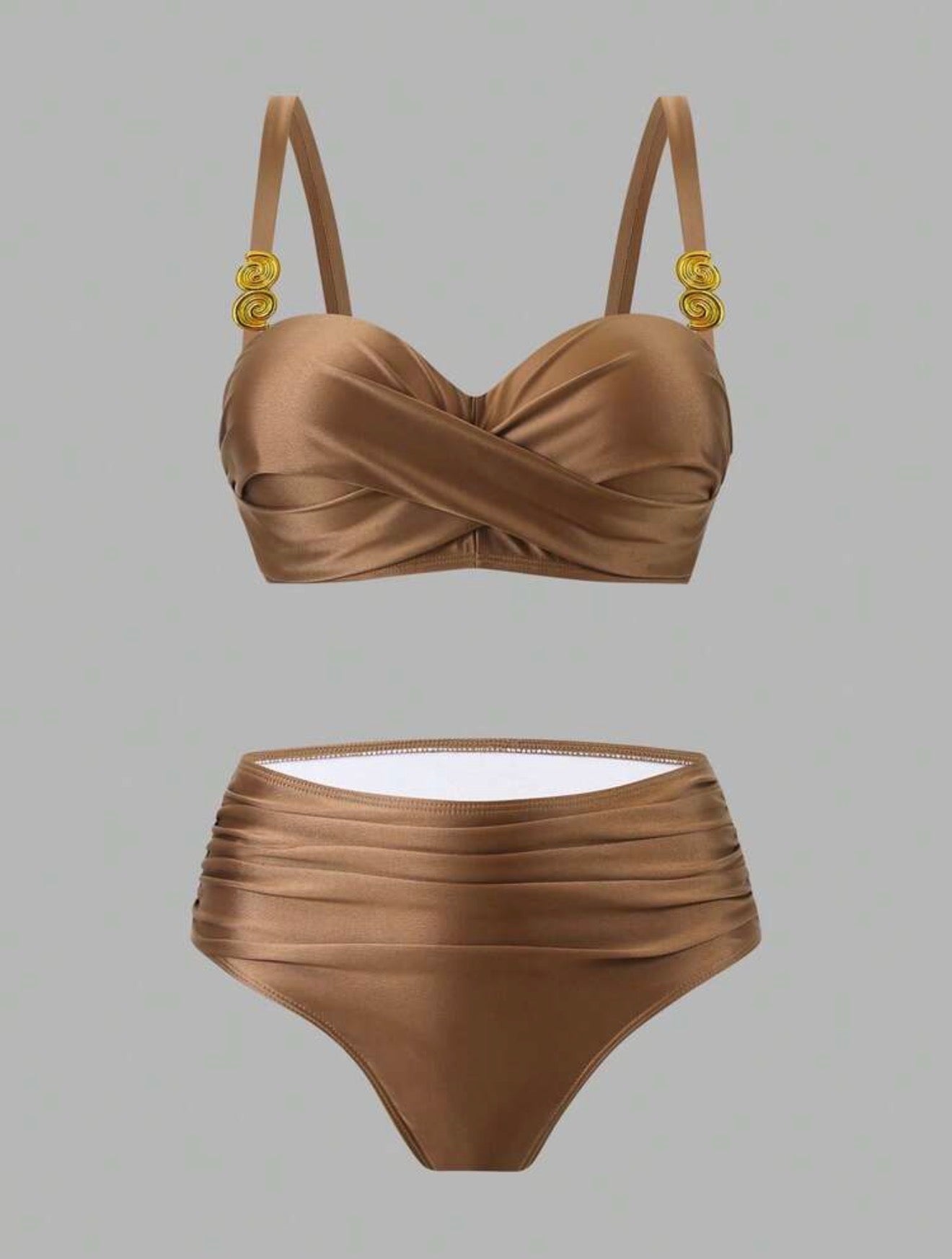 Maillot de Bain 2 Pièce avec Paréo Broche Coquillage