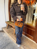 Jeans palazzo broderie velours