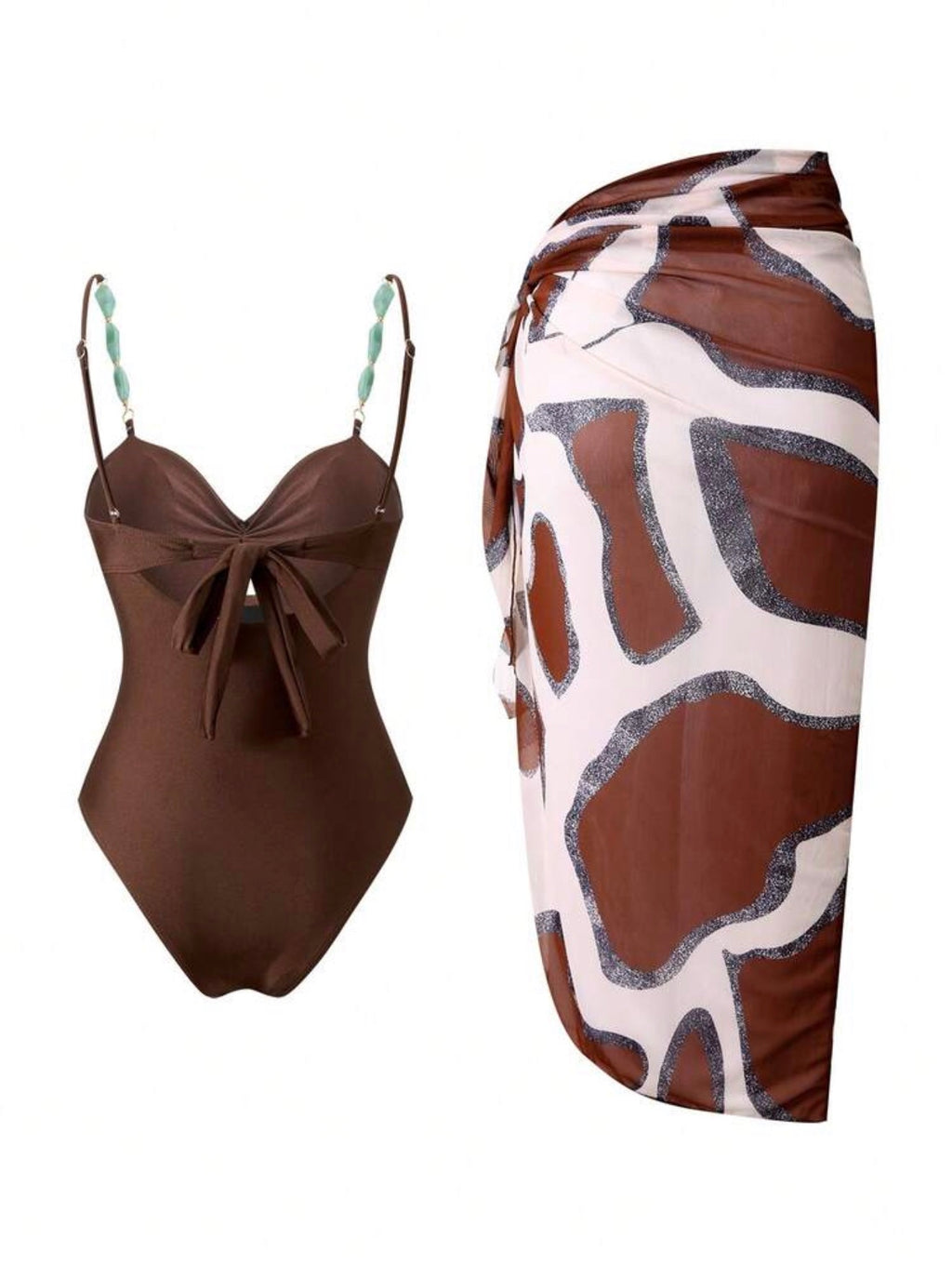 Maillot de Bain 1 Pièce avec Paréo Imprimé