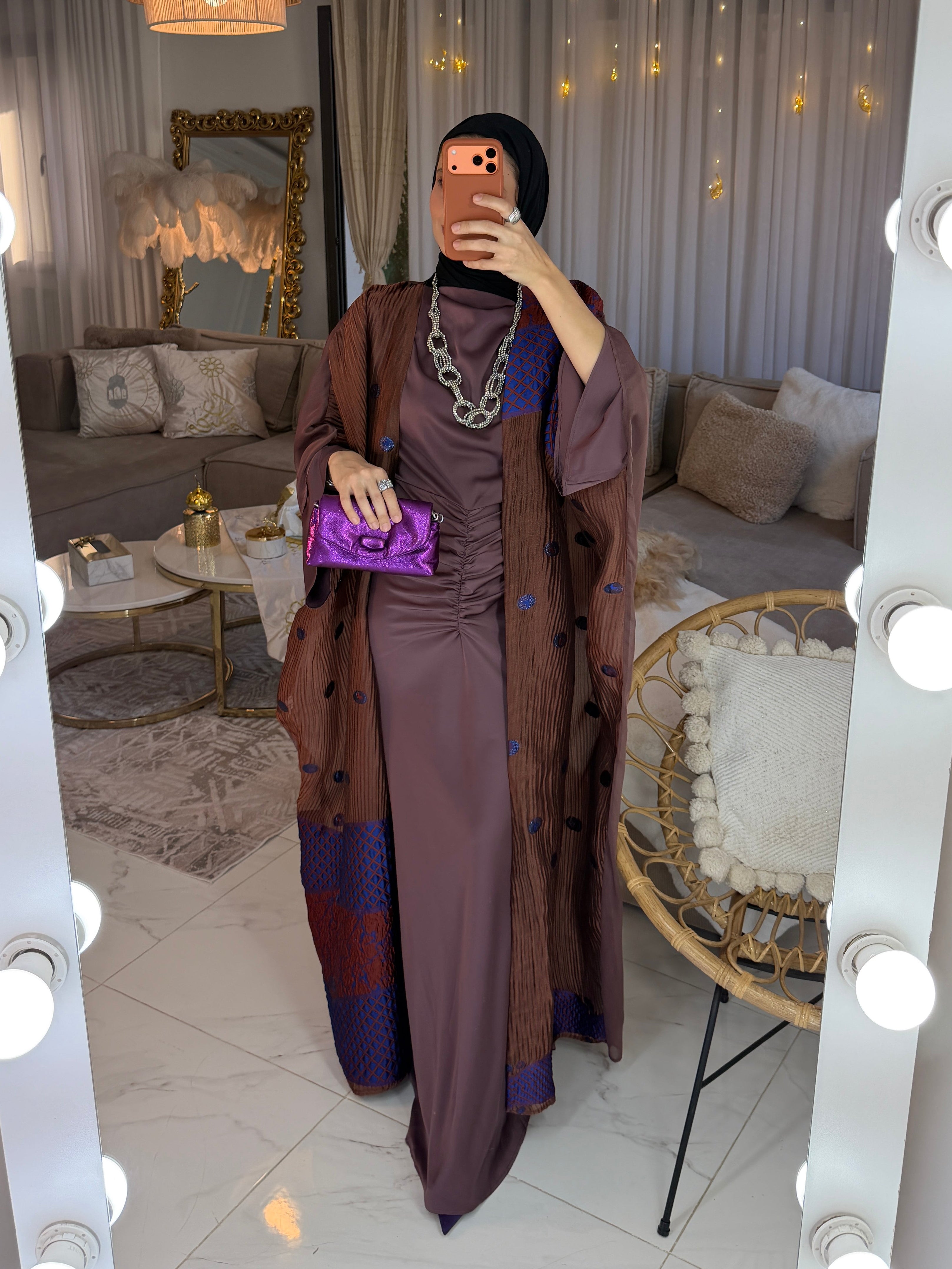 Abaya mousseline jacquard