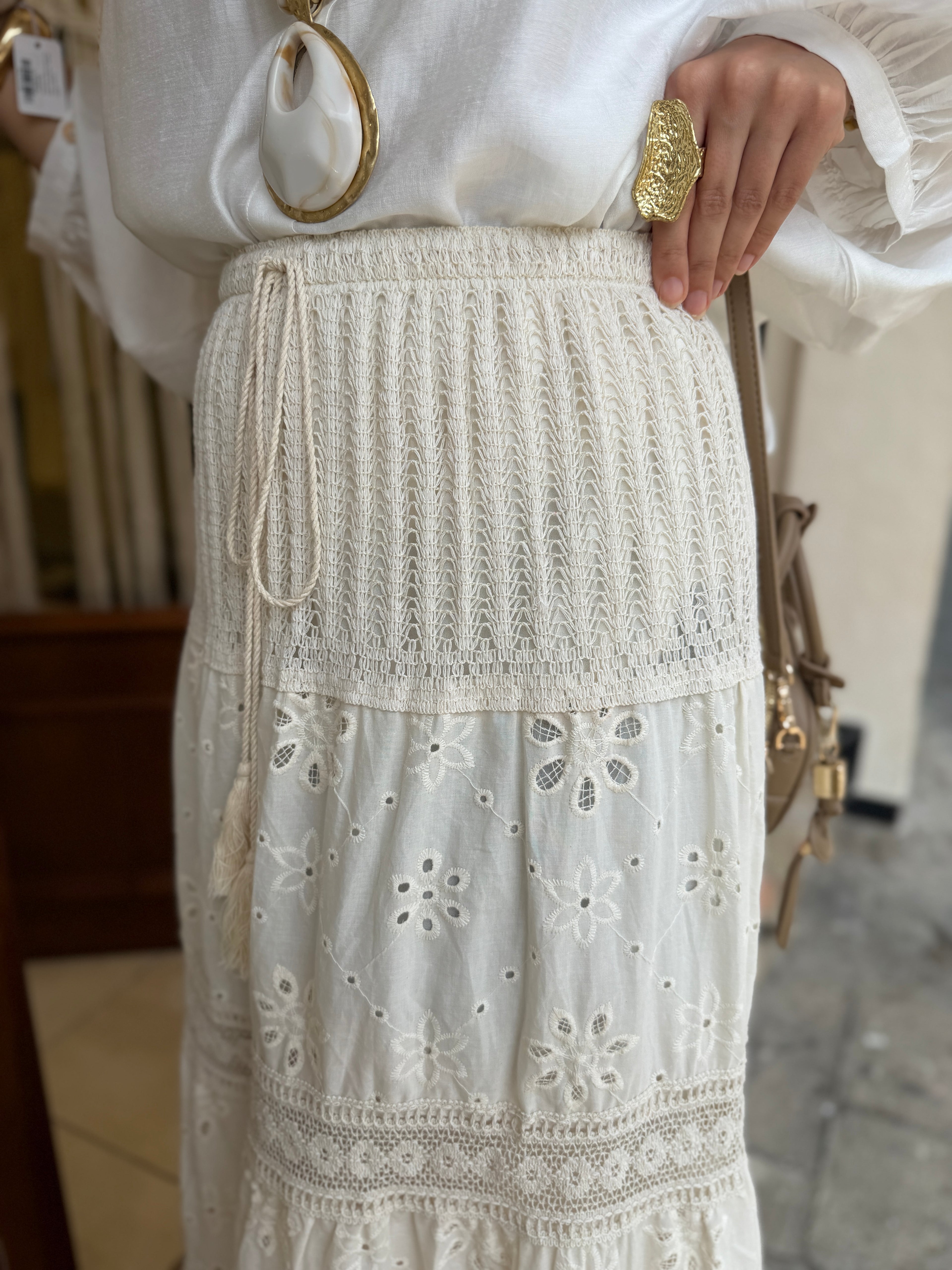 Jupe maxi longue boho en crochet 100% coton