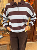 Pull polo en maille rayé
