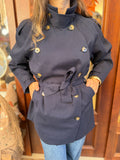 Trench-coat mi long large col montant