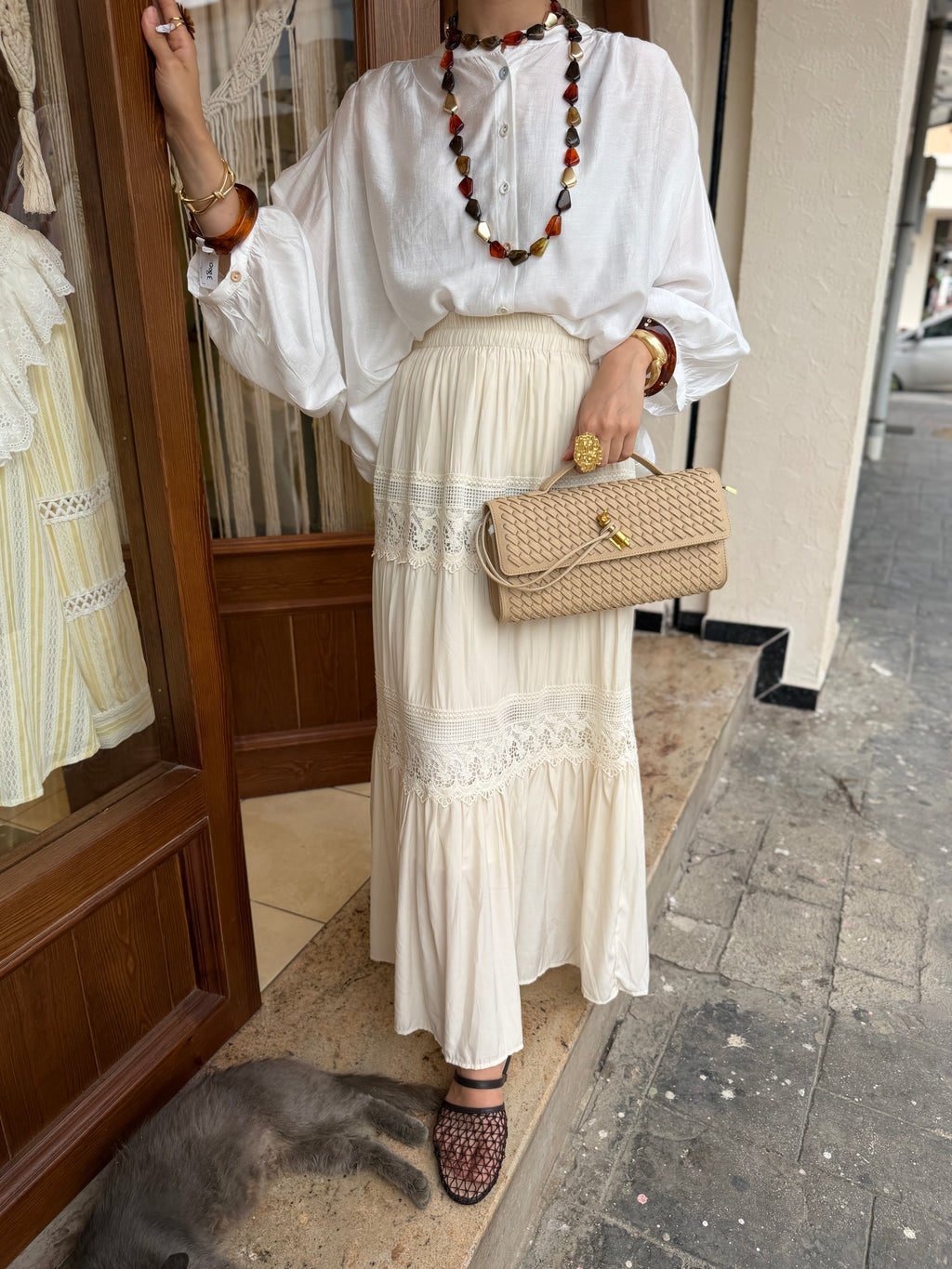 Jupe Boho en 100% coton de soie et crochet